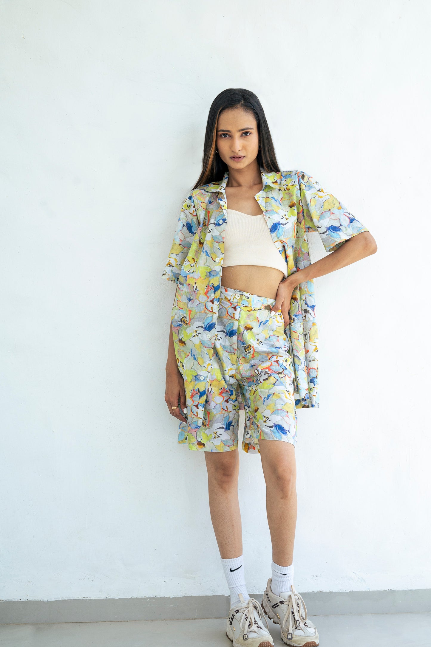 Lime Printed Shirt & Shorts