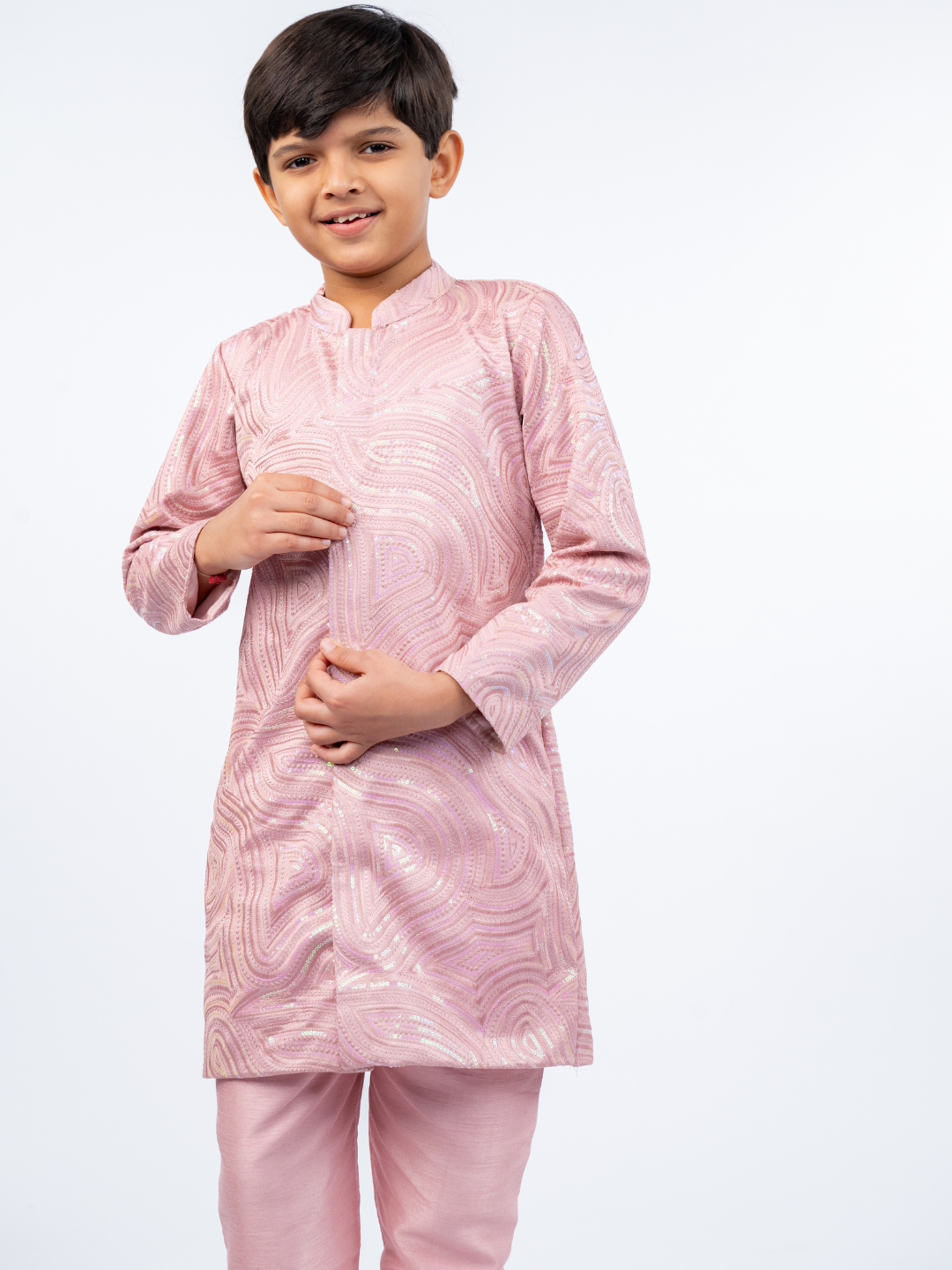 Embroidered Petal Pink Kurta and Pant (Set of 2)