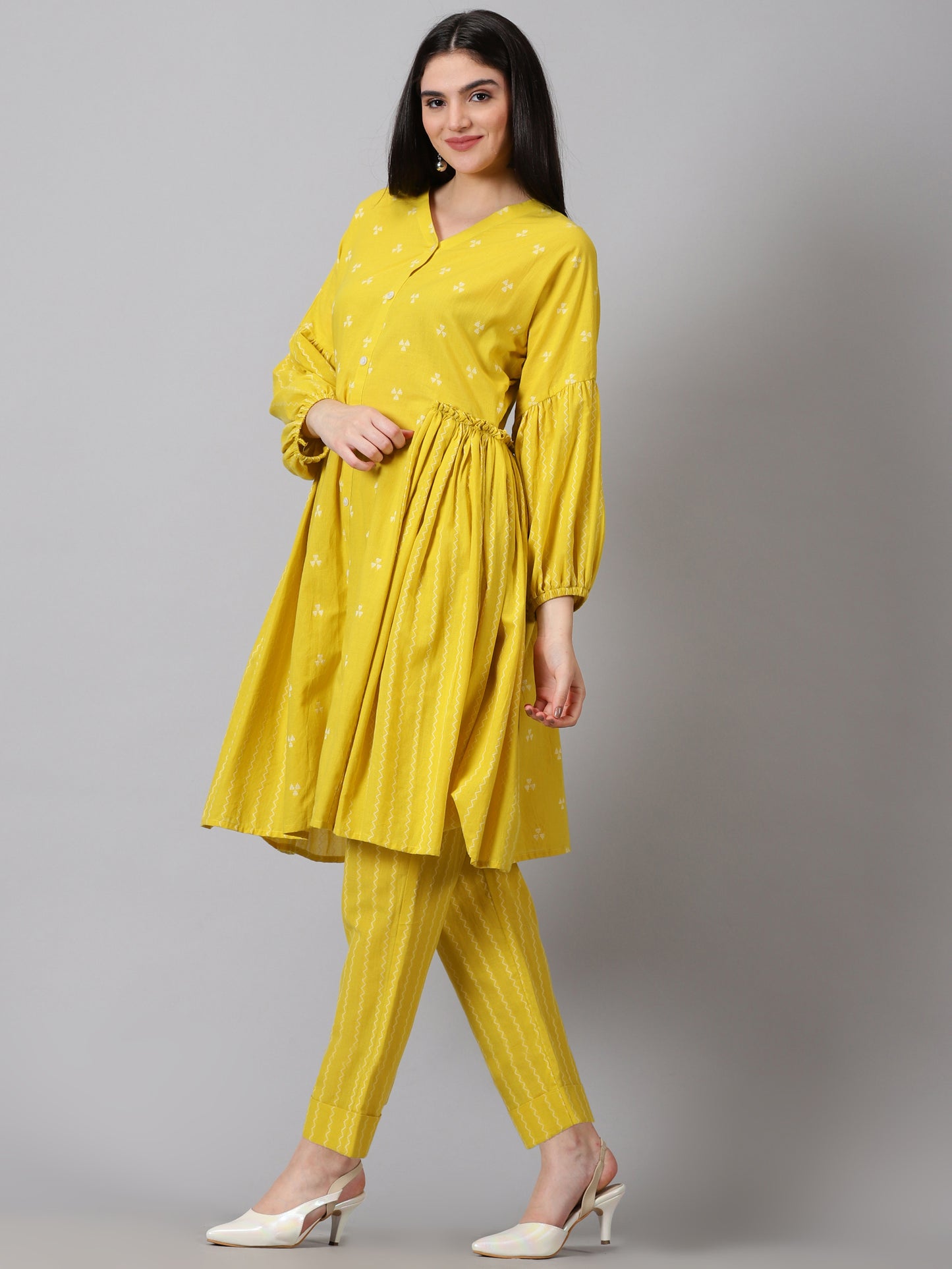 Yellow Dobby Cotton Co-ord