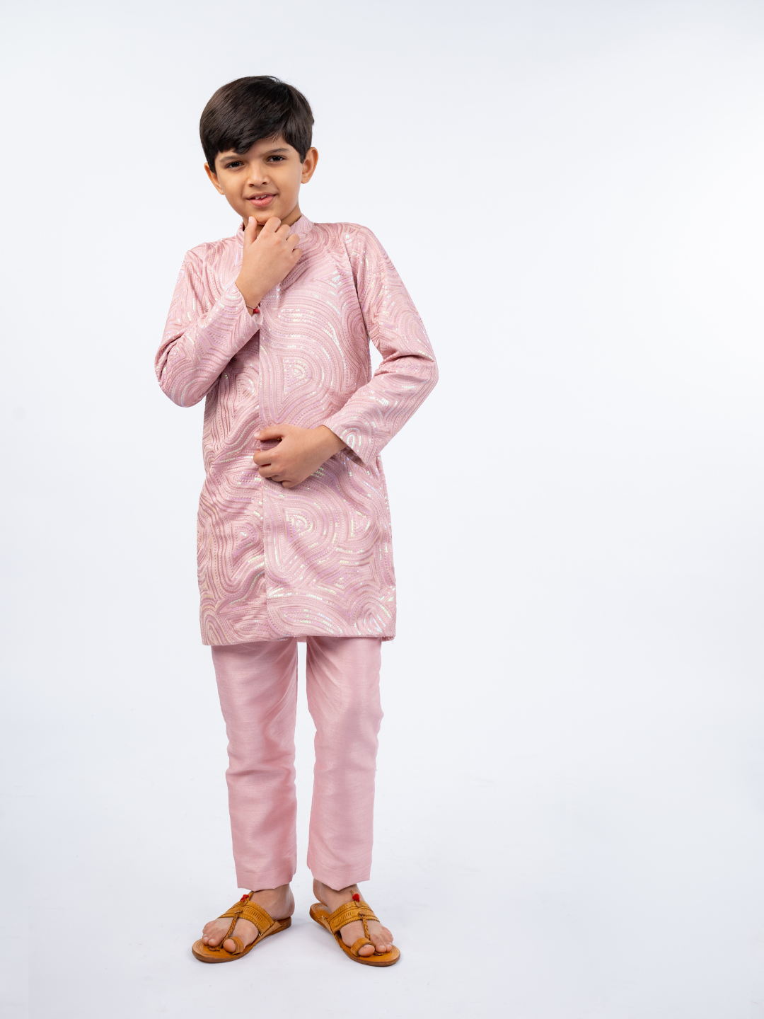 Embroidered Petal Pink Kurta and Pant (Set of 2)