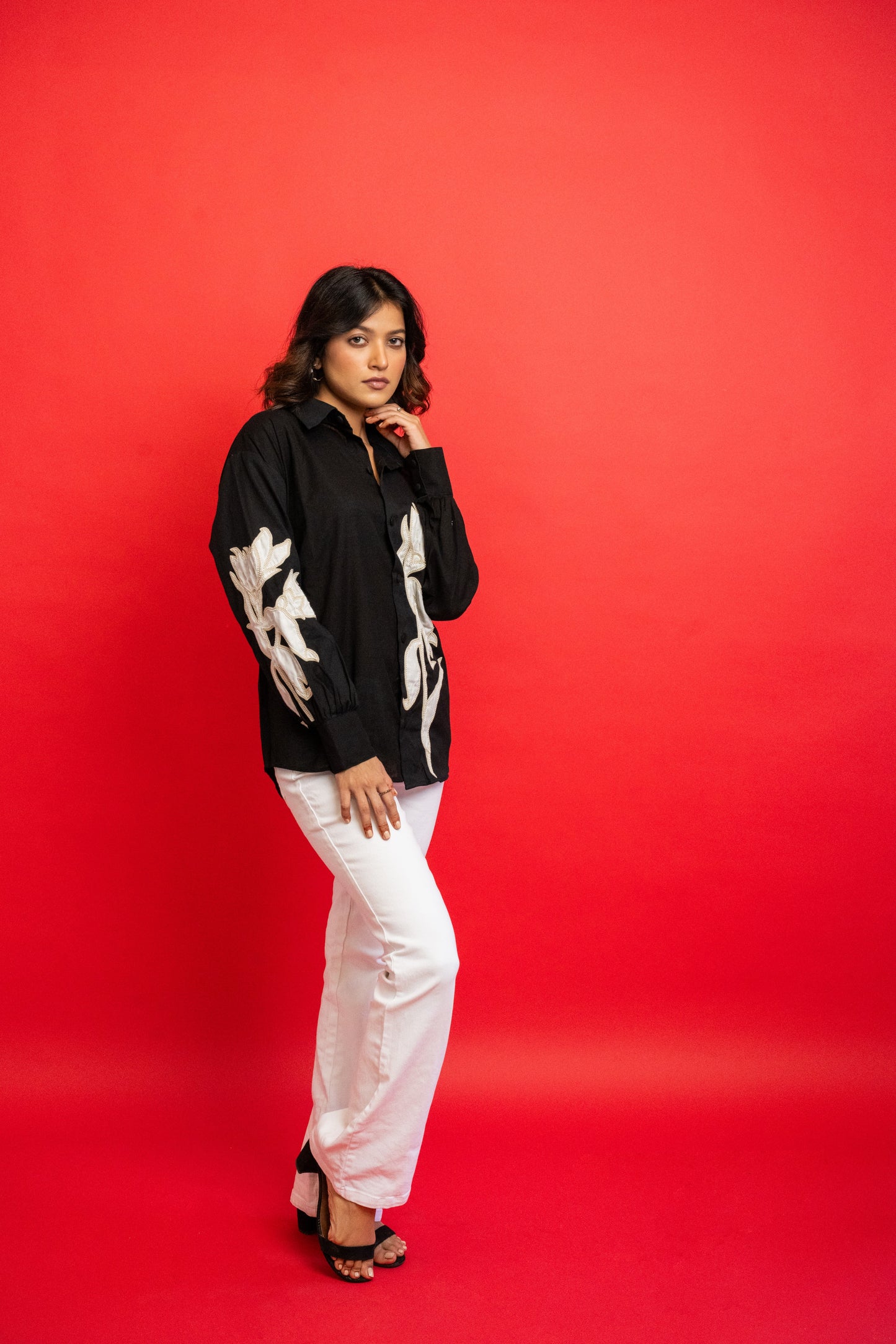 Orion Black Handcrafted Cotton Over Sized Shirt