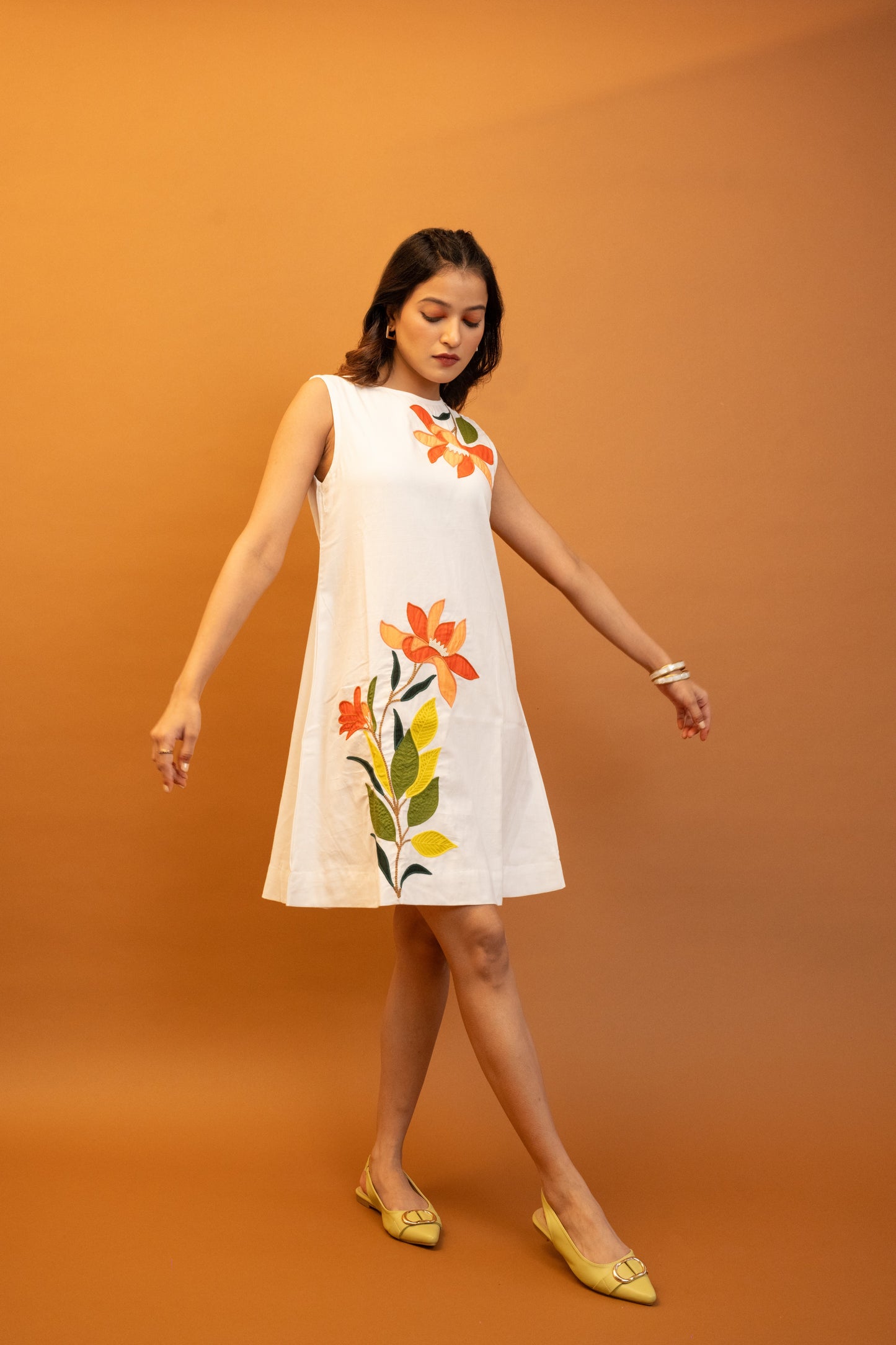 Imara White Handcrafted Cotton Dress
