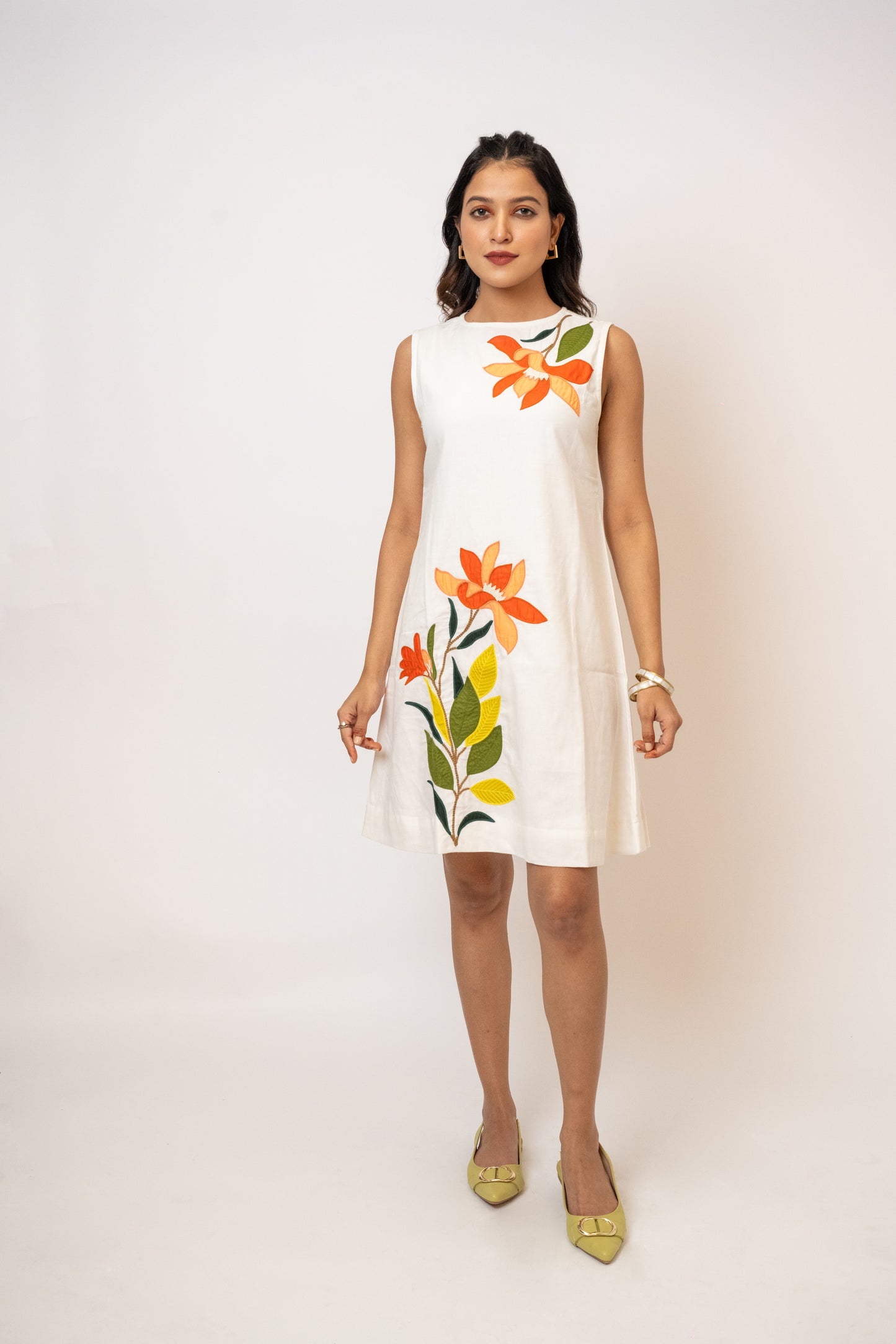 Imara White Handcrafted Cotton Dress