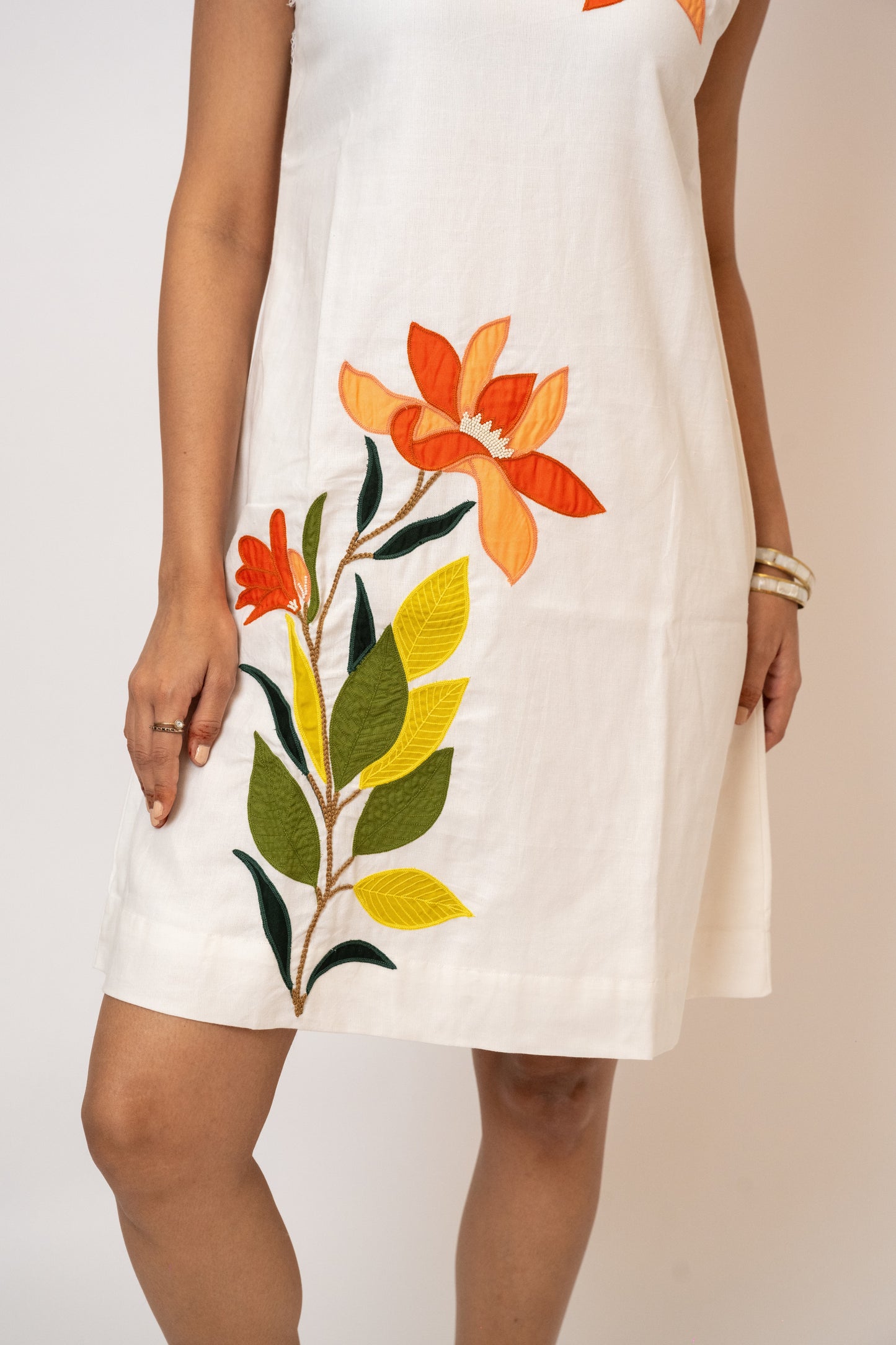 Imara White Handcrafted Cotton Dress