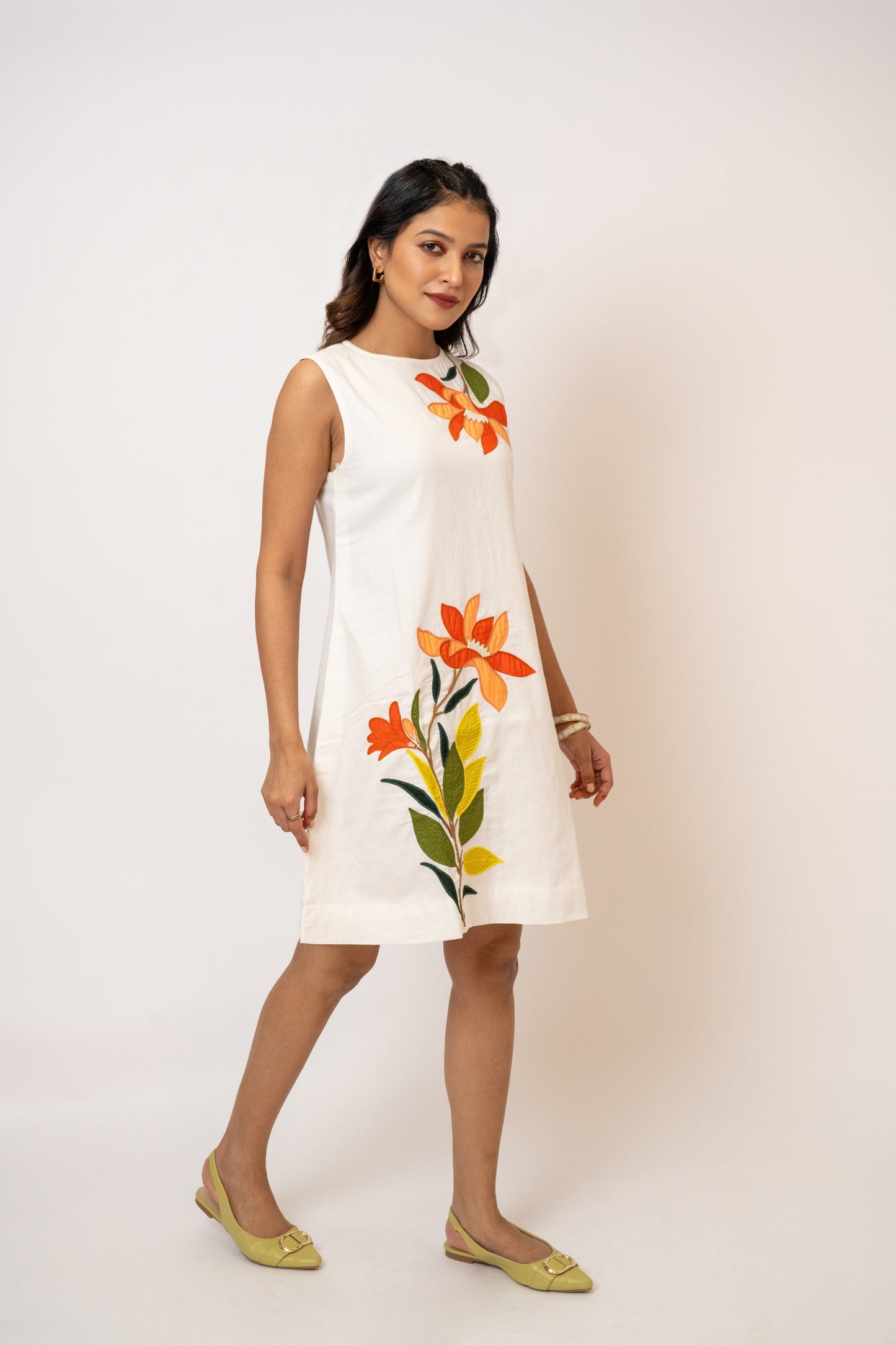 Imara White Handcrafted Cotton Dress