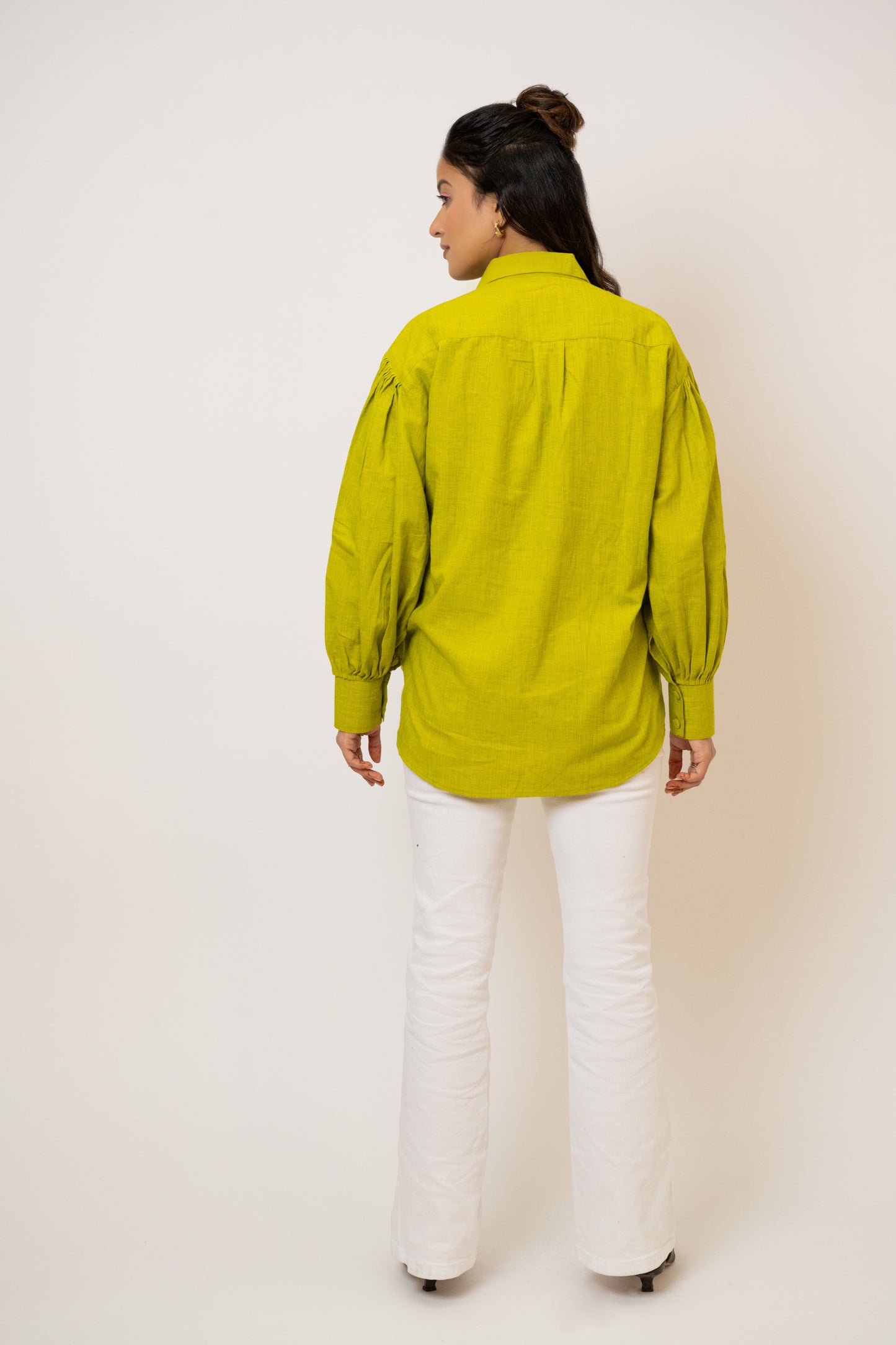 Venus Green Handcrafted Cotton Over Sized Shirt