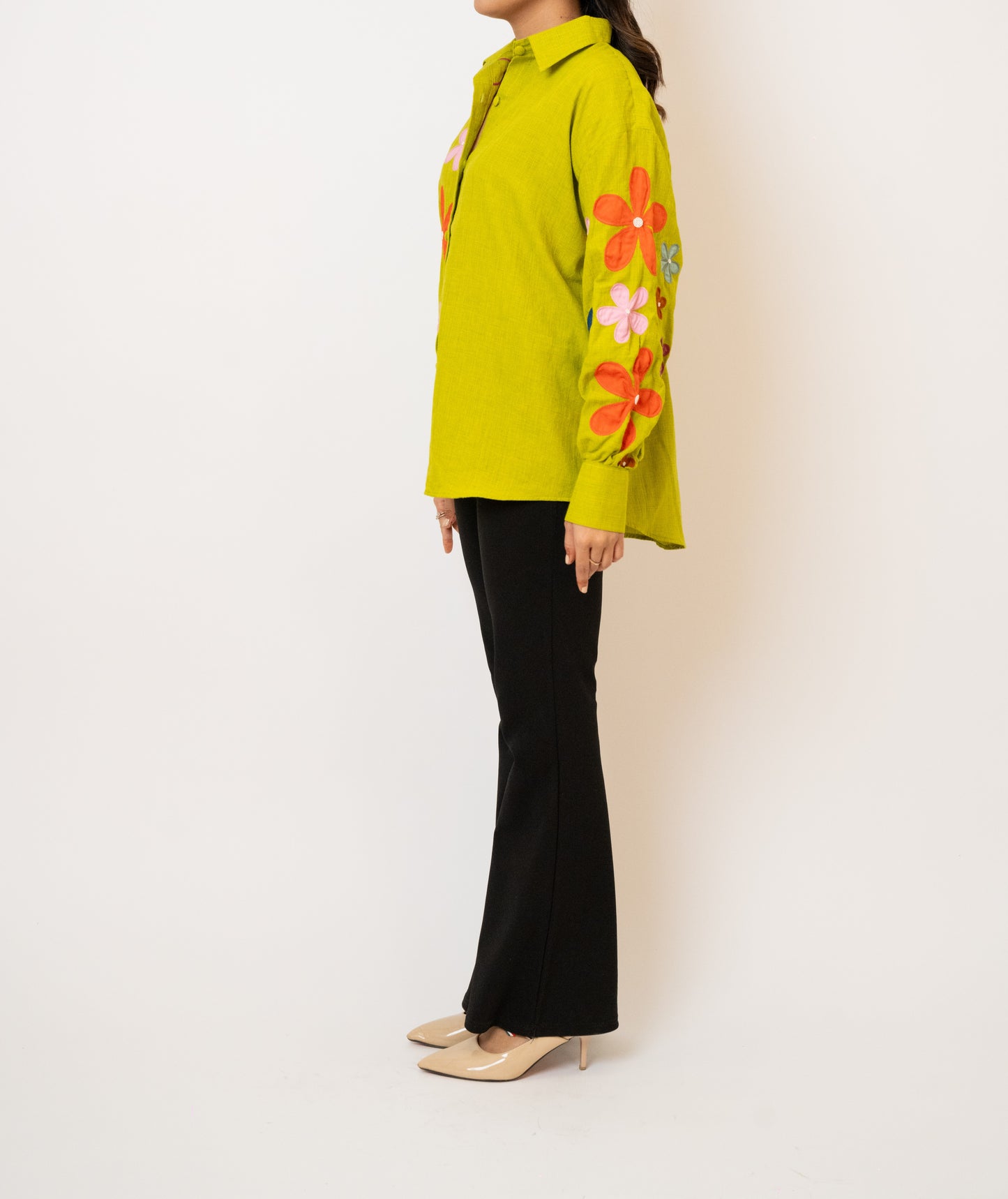 Orchid Green Handcrafted Cotton Over Sized Shirt