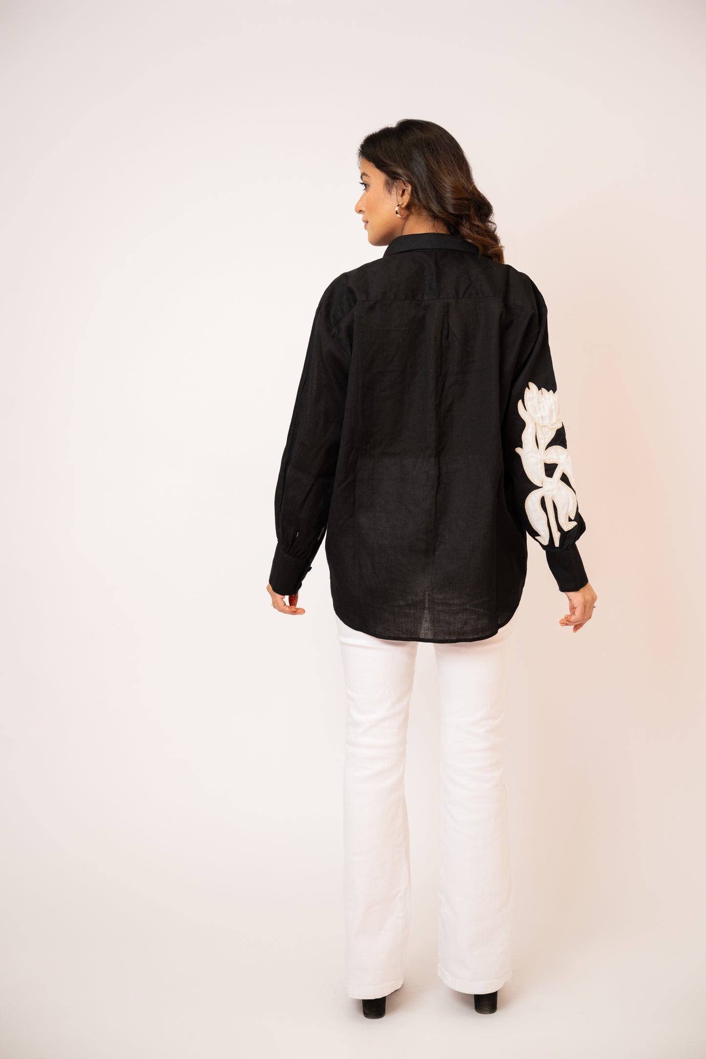 Orion Black Handcrafted Cotton Over Sized Shirt