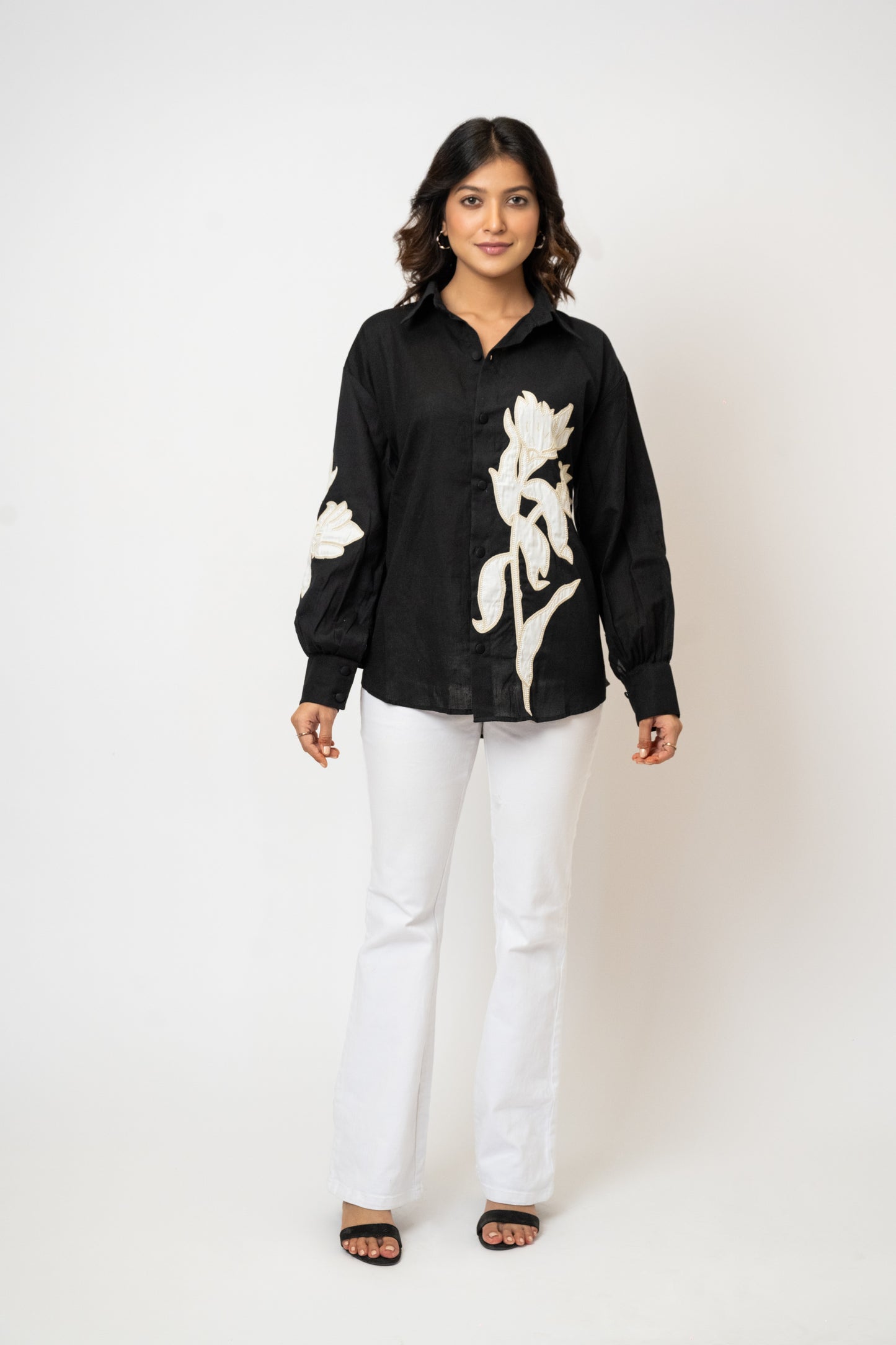 Orion Black Handcrafted Cotton Over Sized Shirt