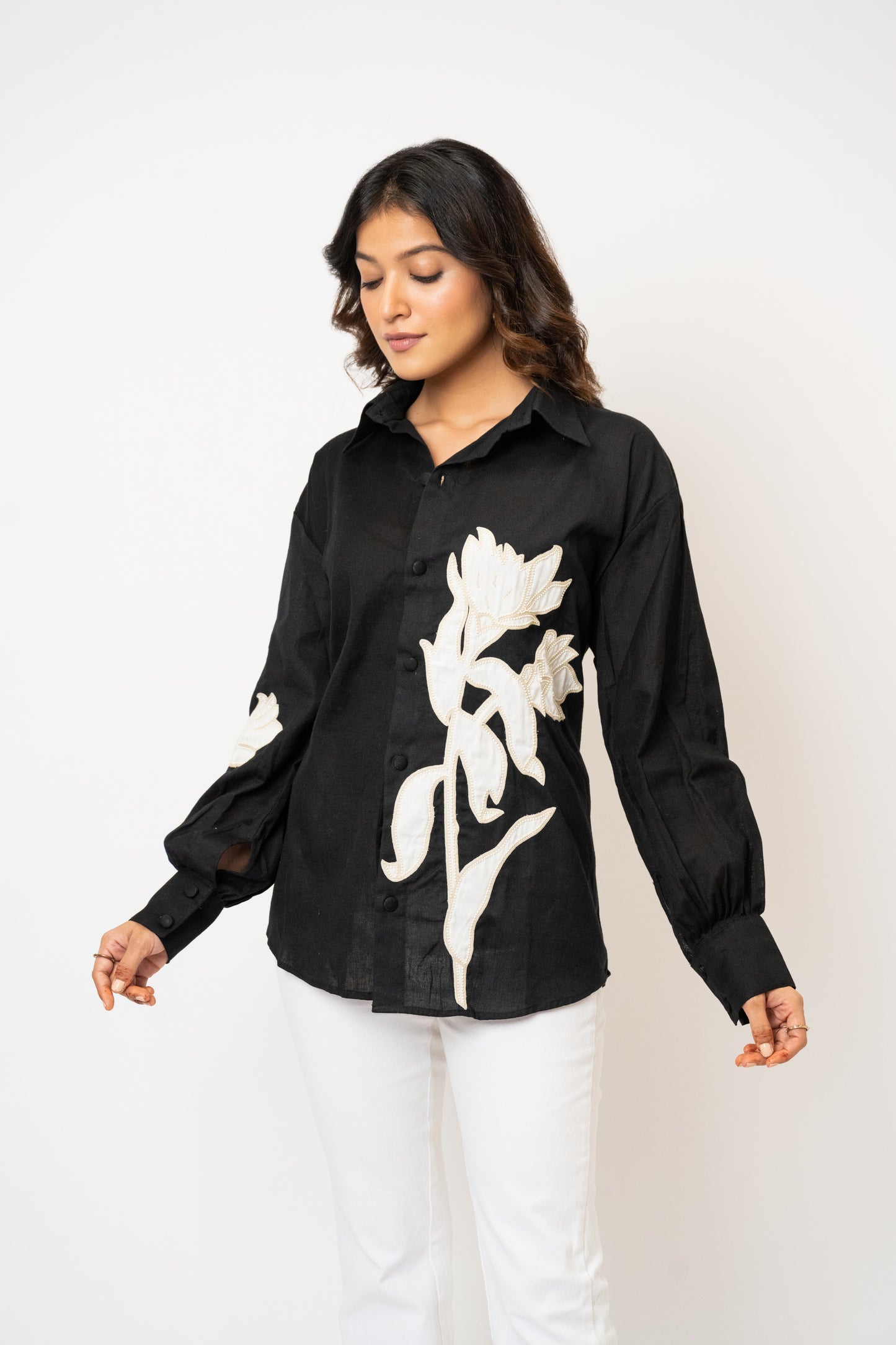 Orion Black Handcrafted Cotton Over Sized Shirt