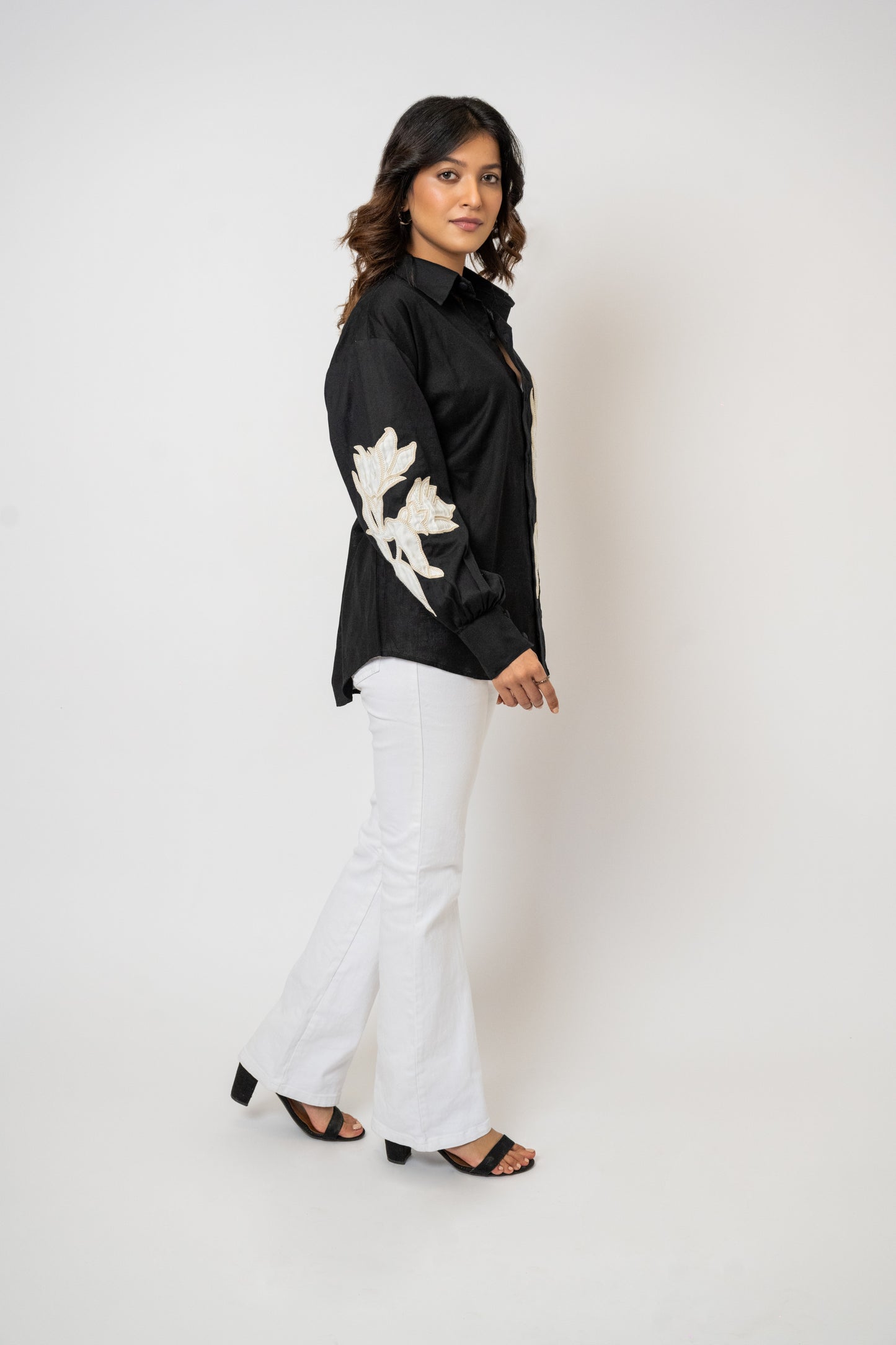 Orion Black Handcrafted Cotton Over Sized Shirt