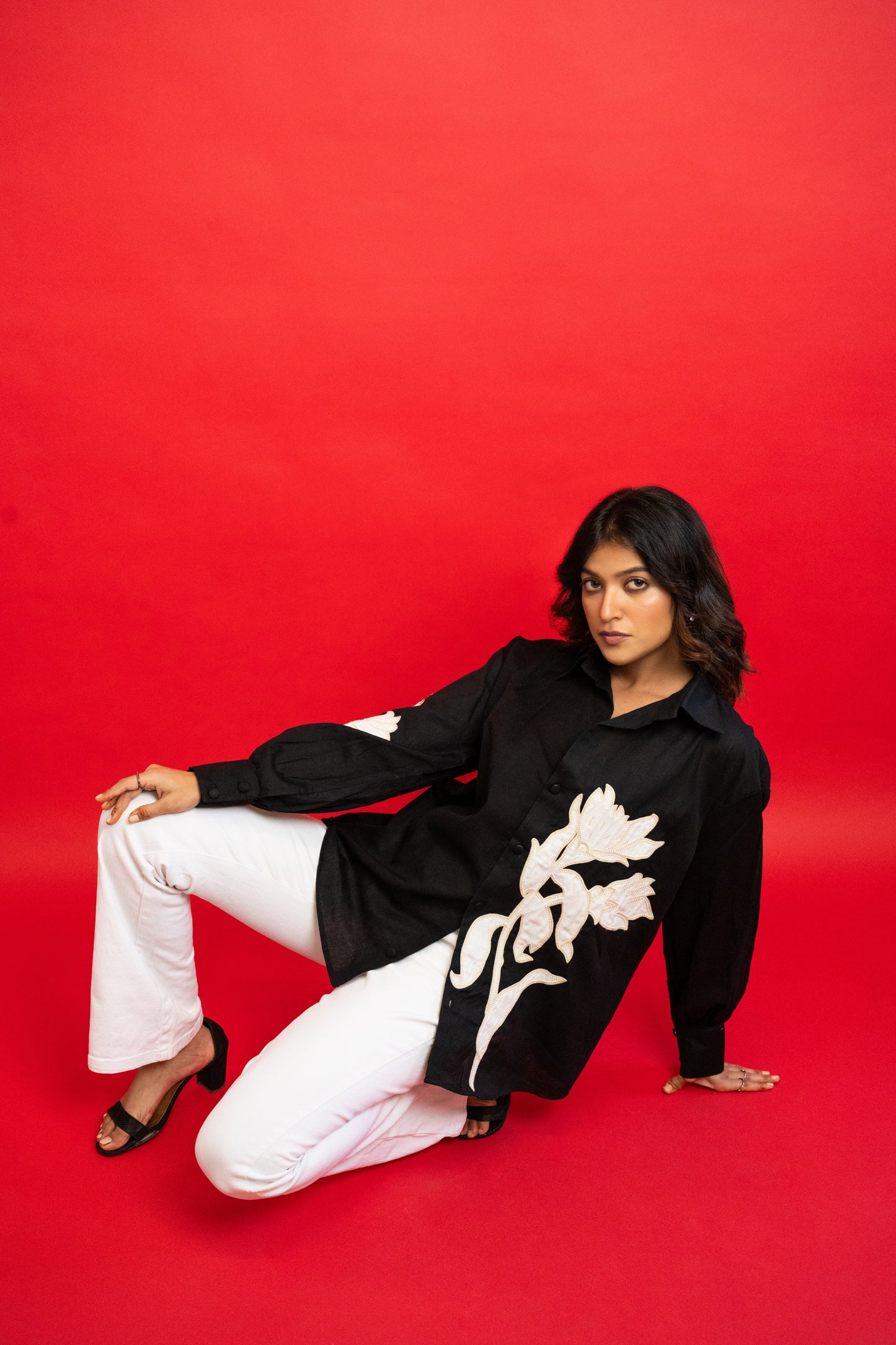 Orion Black Handcrafted Cotton Over Sized Shirt