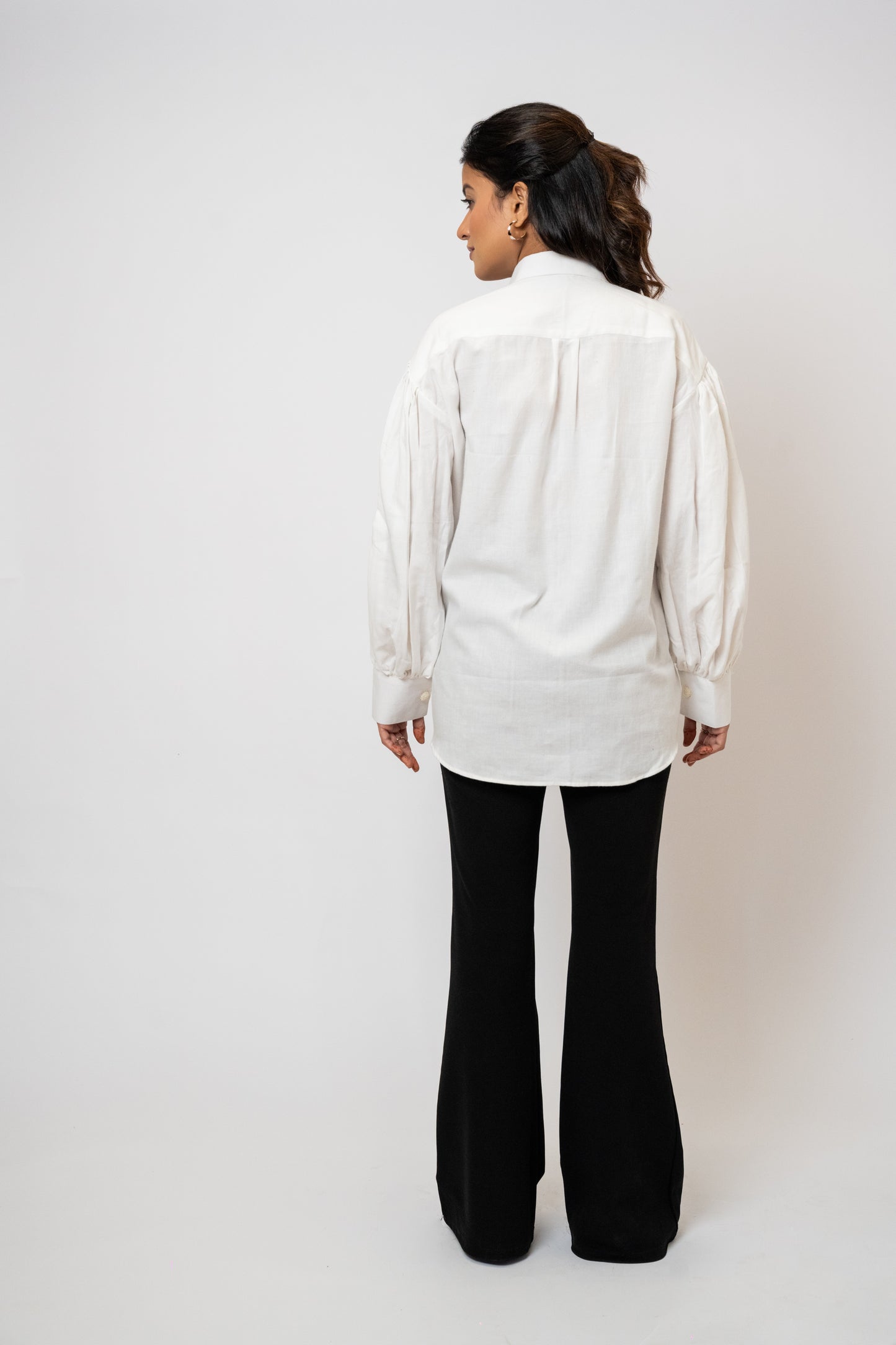 White Geometric Handcrafted Cotton Shirt