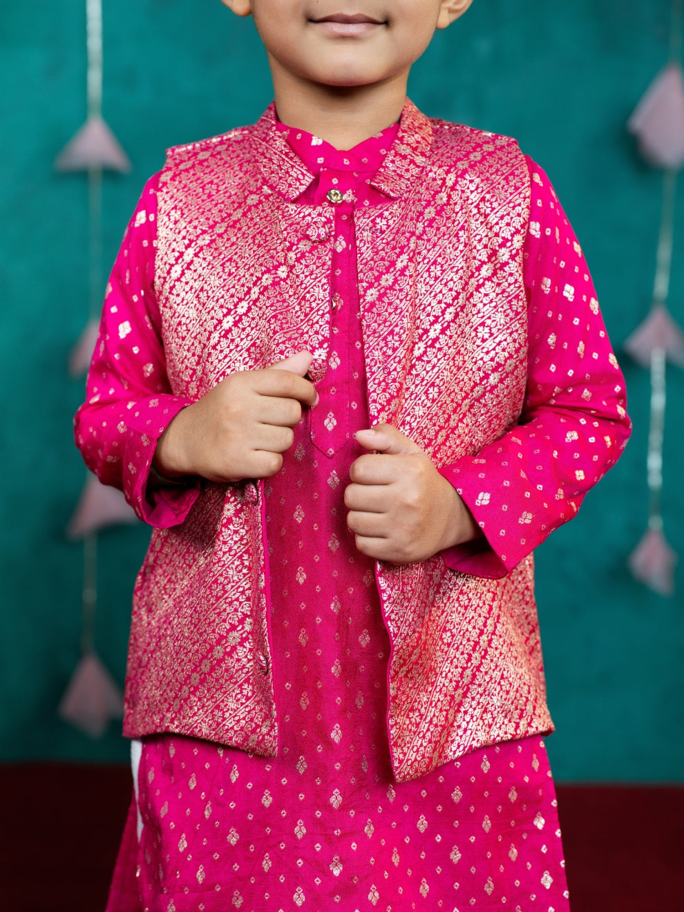 Pink Brother & Sister Matching Kurta & Lehenga Set