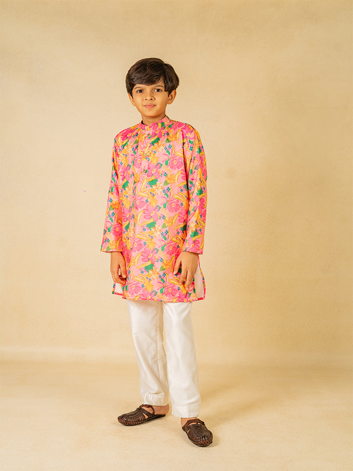 Boy & Girl Floral Printed Lehenga & Kurta Set