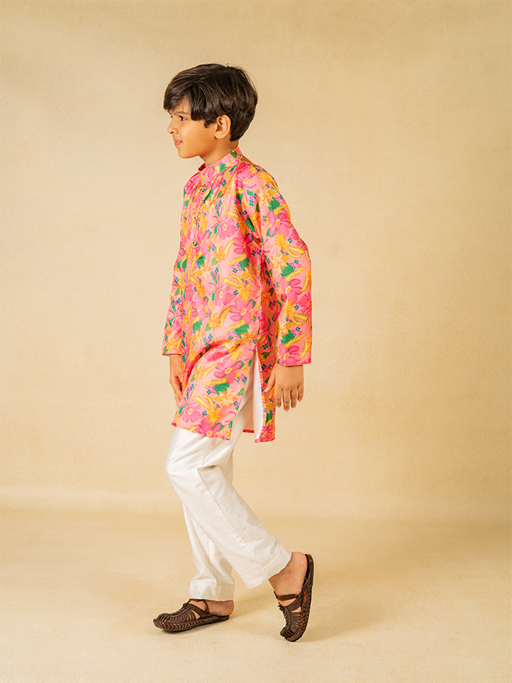 Boy & Girl Floral Printed Lehenga & Kurta Set