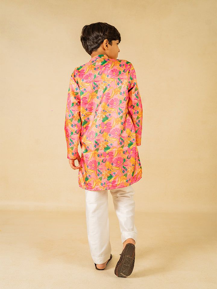 Boy & Girl Floral Printed Lehenga & Kurta Set