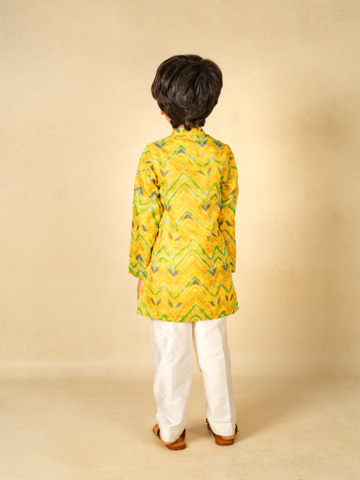 Yellow Cotton Boy Kurta and Girl Top With Palazzo Sibling Outfits