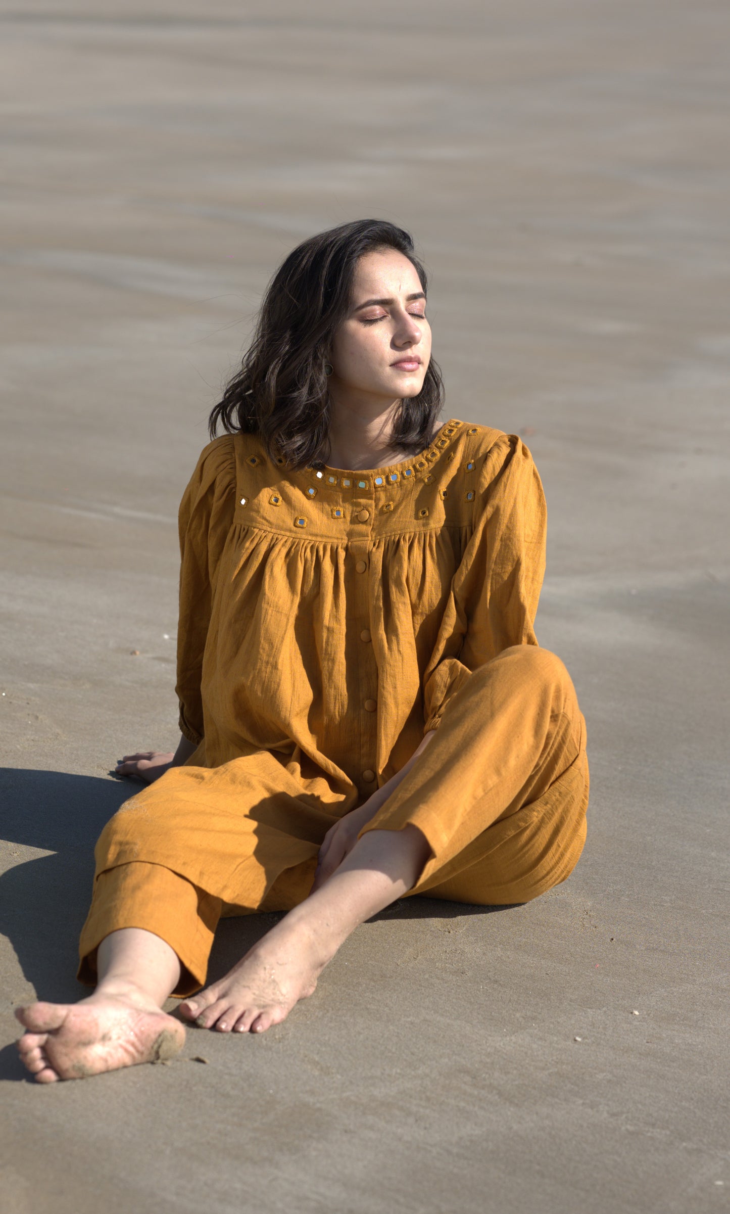 Mustard Mirror Cotton Co-ord
