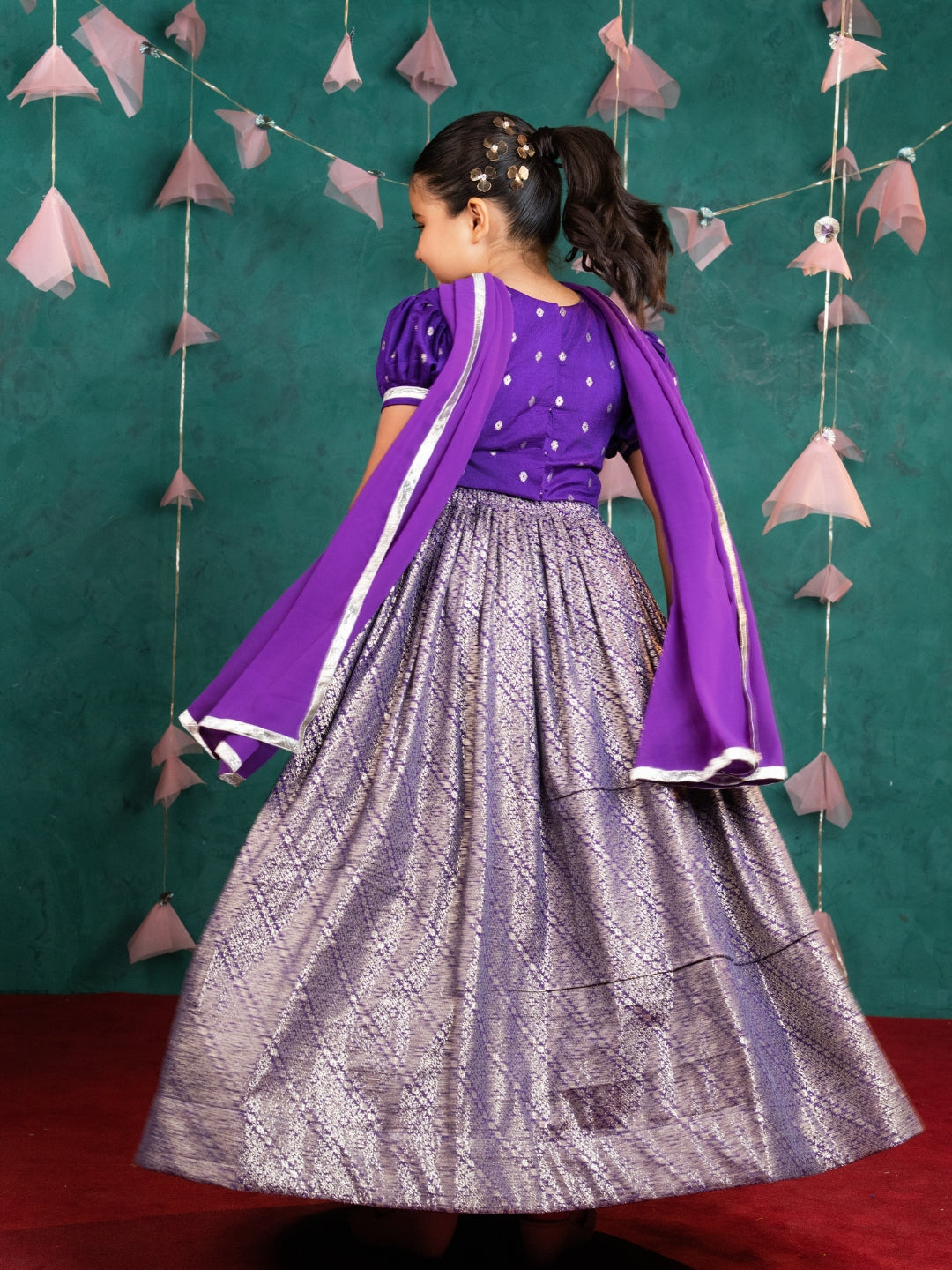 Purple Kurta & Lehenga Twinning Set