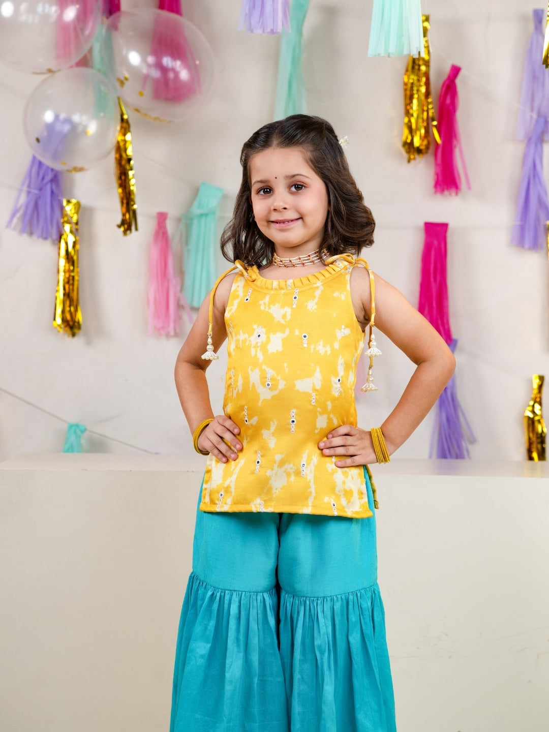 Sunshine Yellow Sibling Ethnic Wear Set