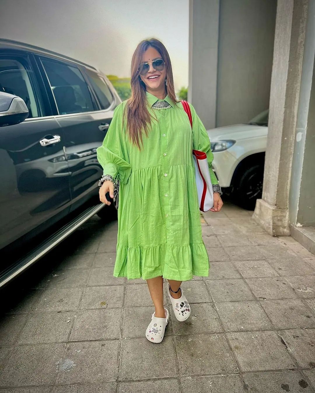Green Gathered Dress