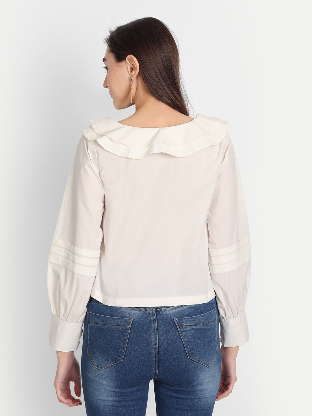 White Tunic Collar Top