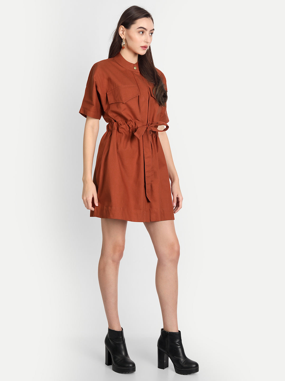 Rust Belted Dress
