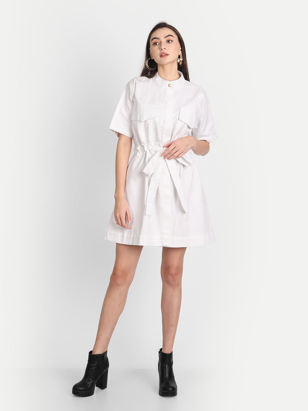White Belted Dress