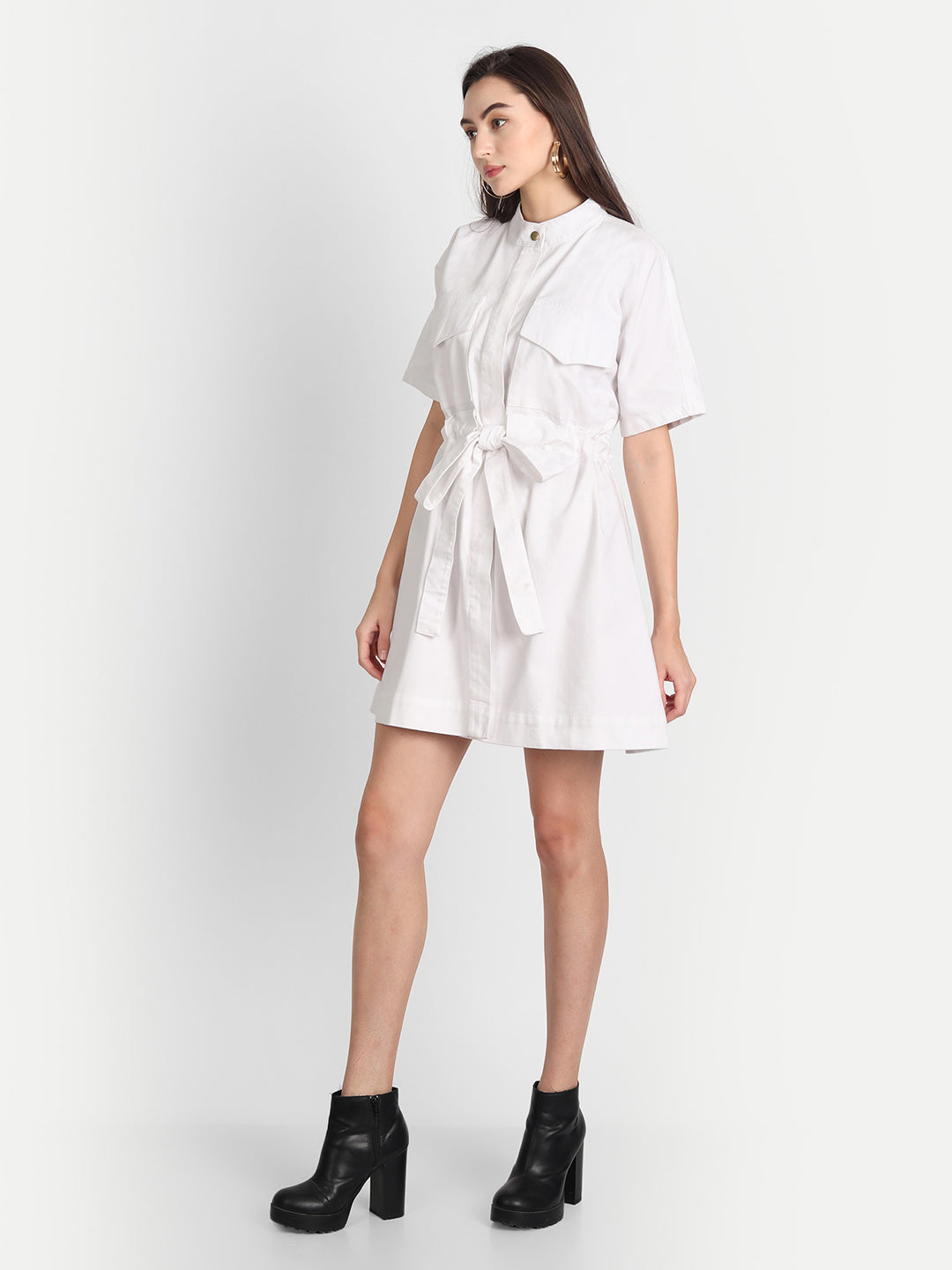 White Belted Dress