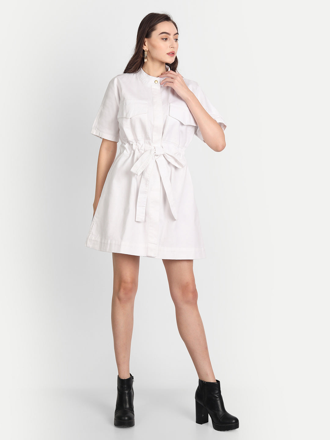 White Belted Dress