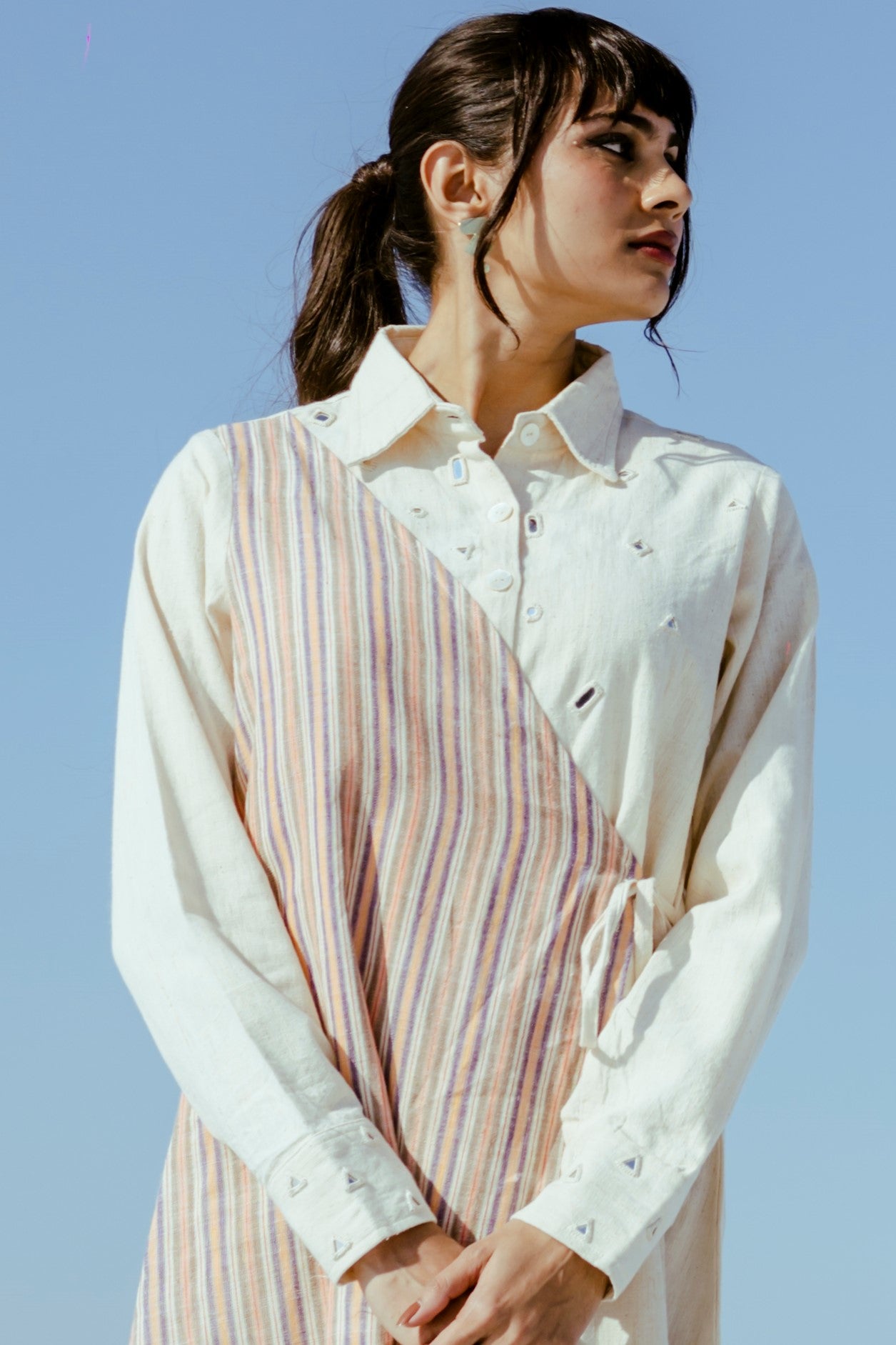 White Stripes Kala Cotton Dress
