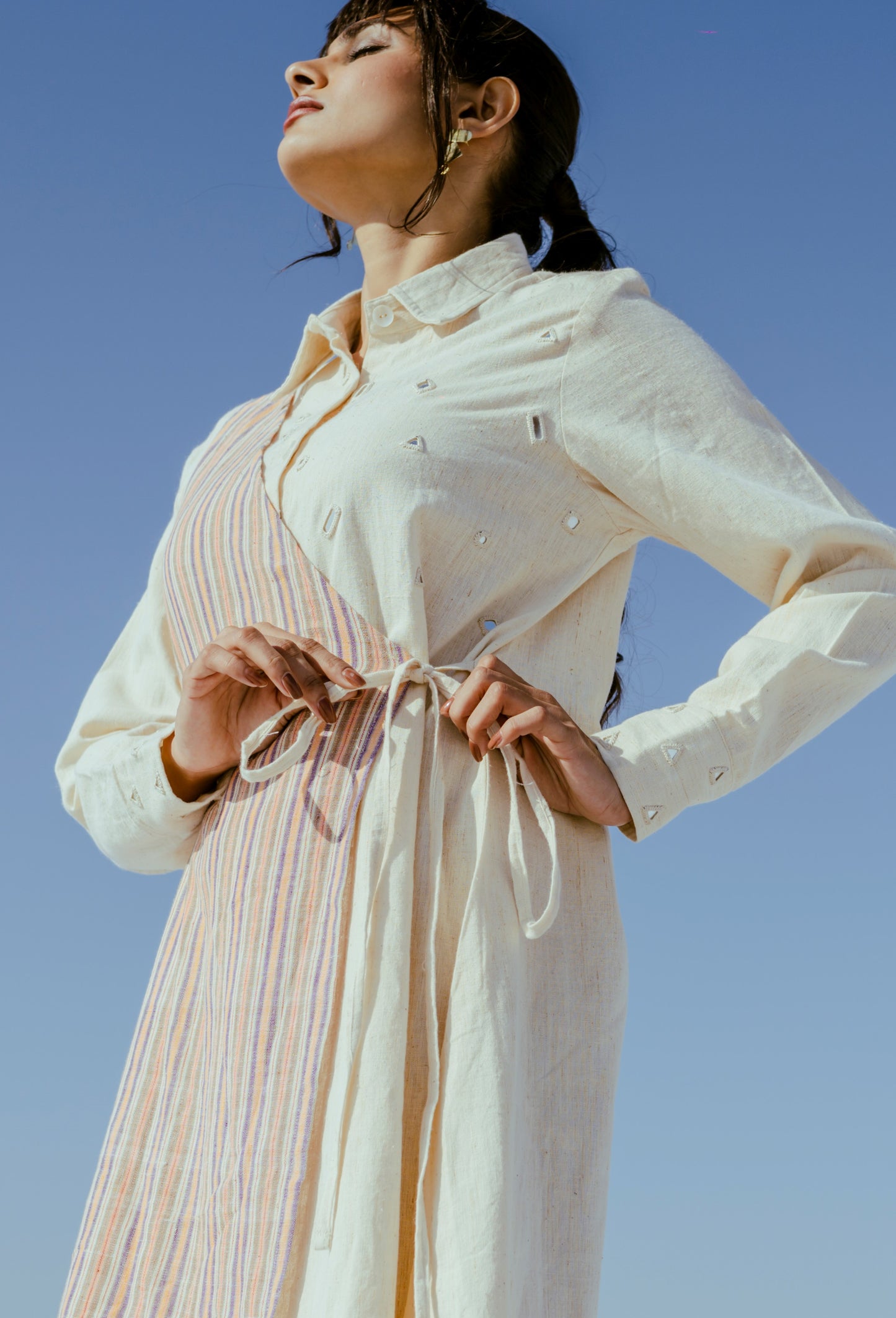 White Stripes Kala Cotton Dress