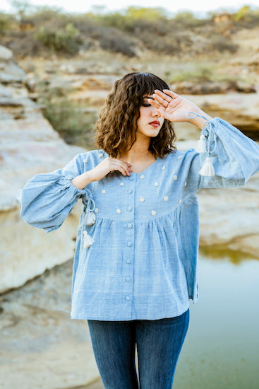 Blue Kala Cotton Top