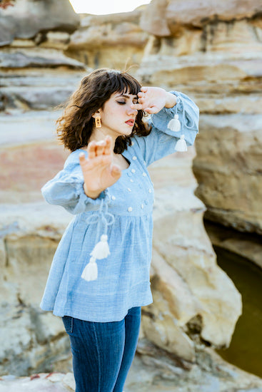 Blue Kala Cotton Top