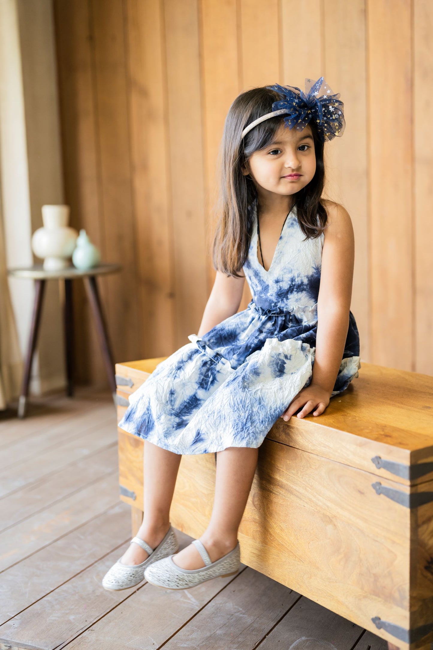 Girls Blue tie & Dye Dress