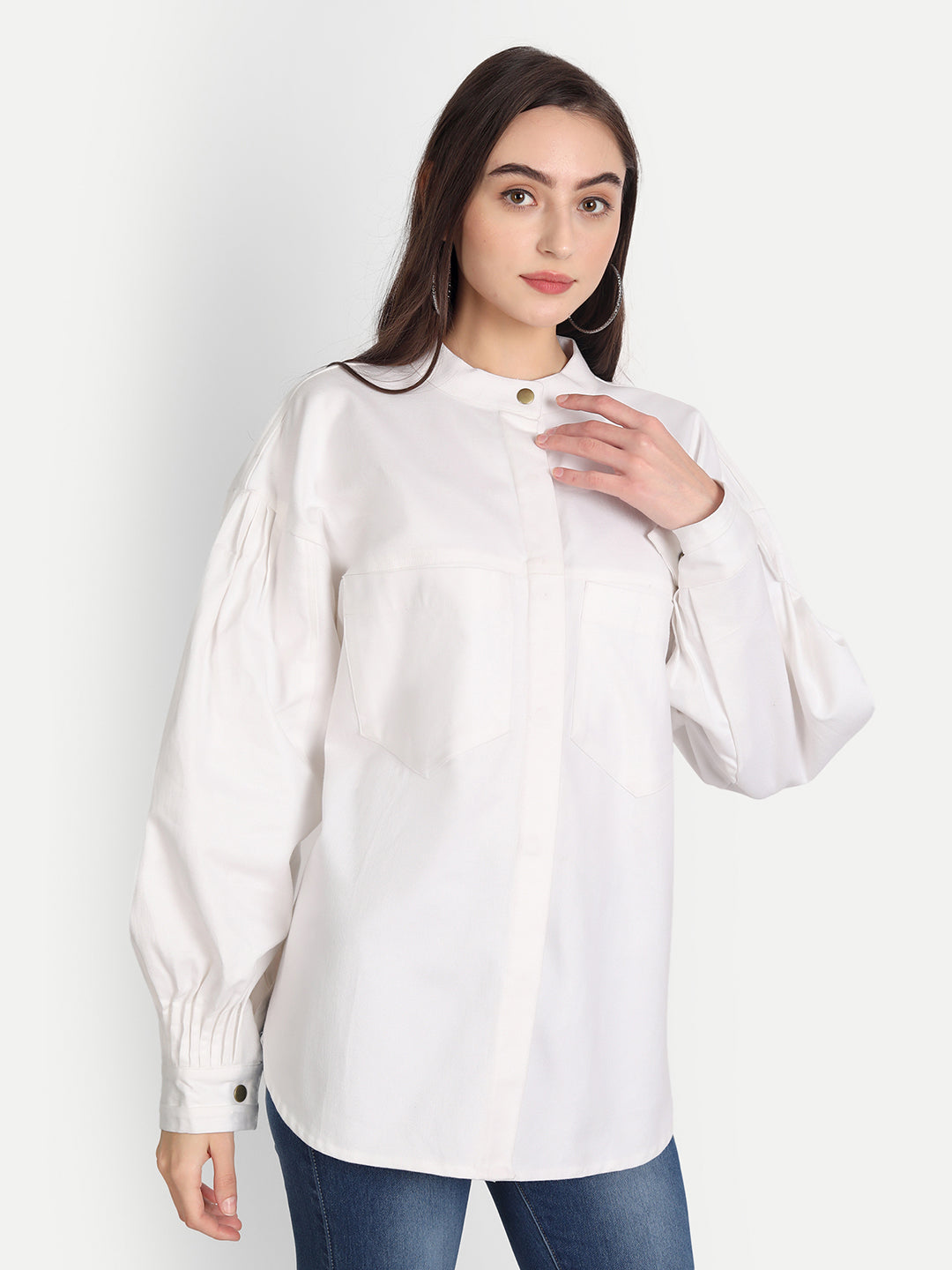 Women White Classic Denim Jacket