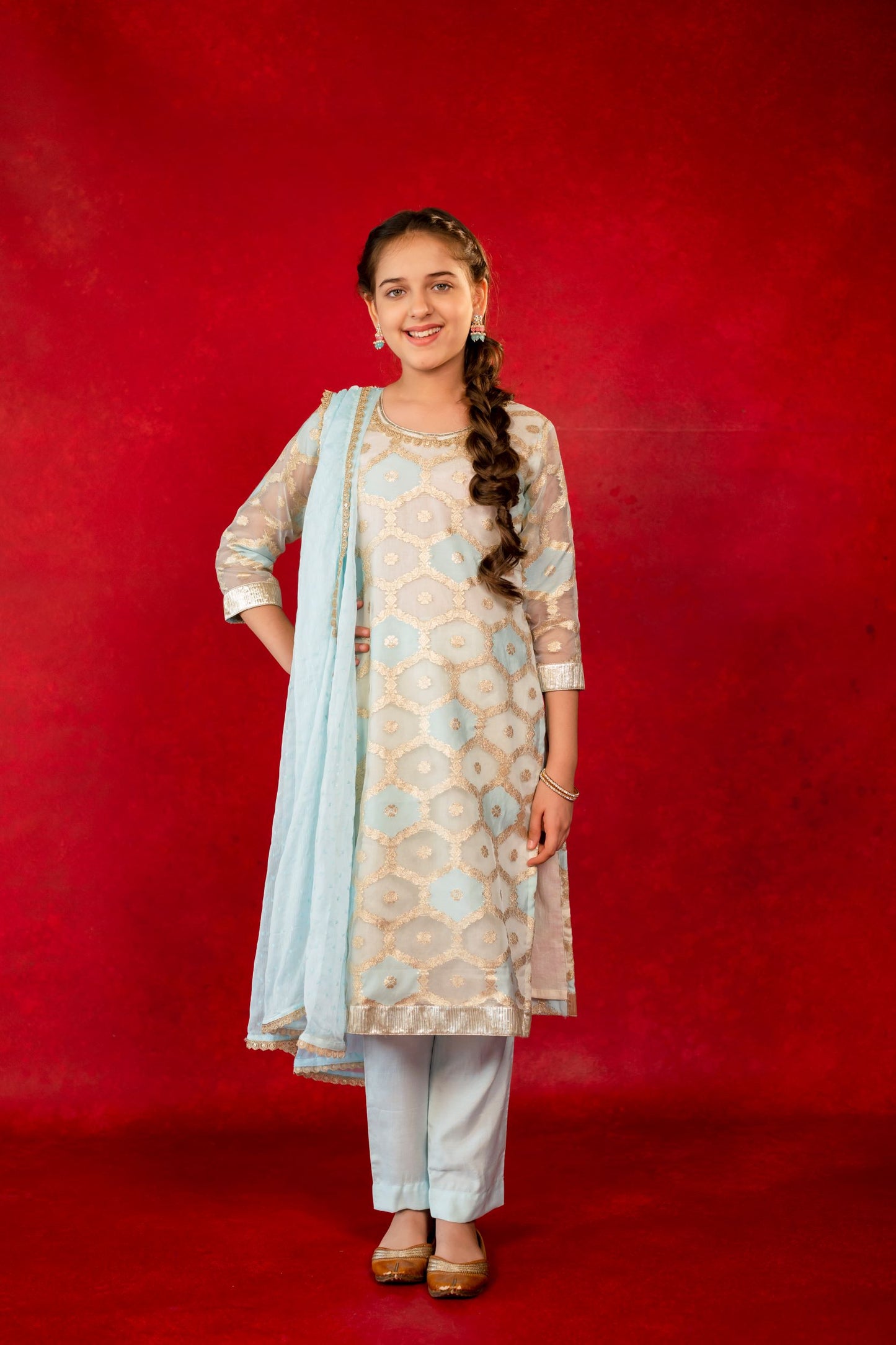 Organza Blue Dress Full Set