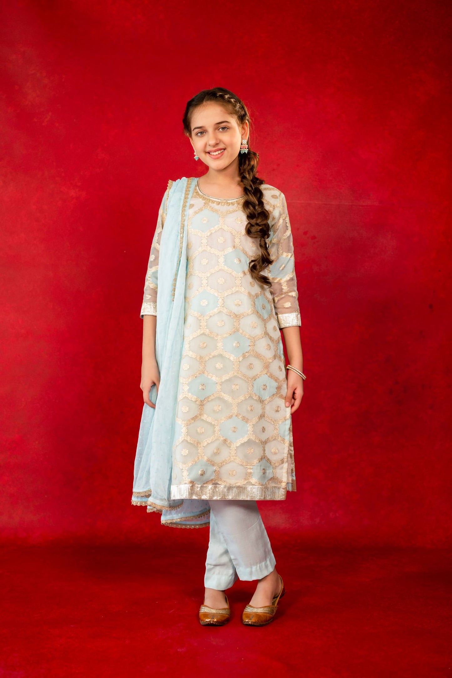 Organza Blue Dress Full Set