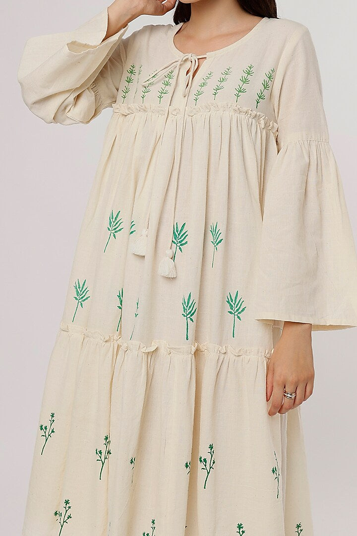 Green Block Print Dress