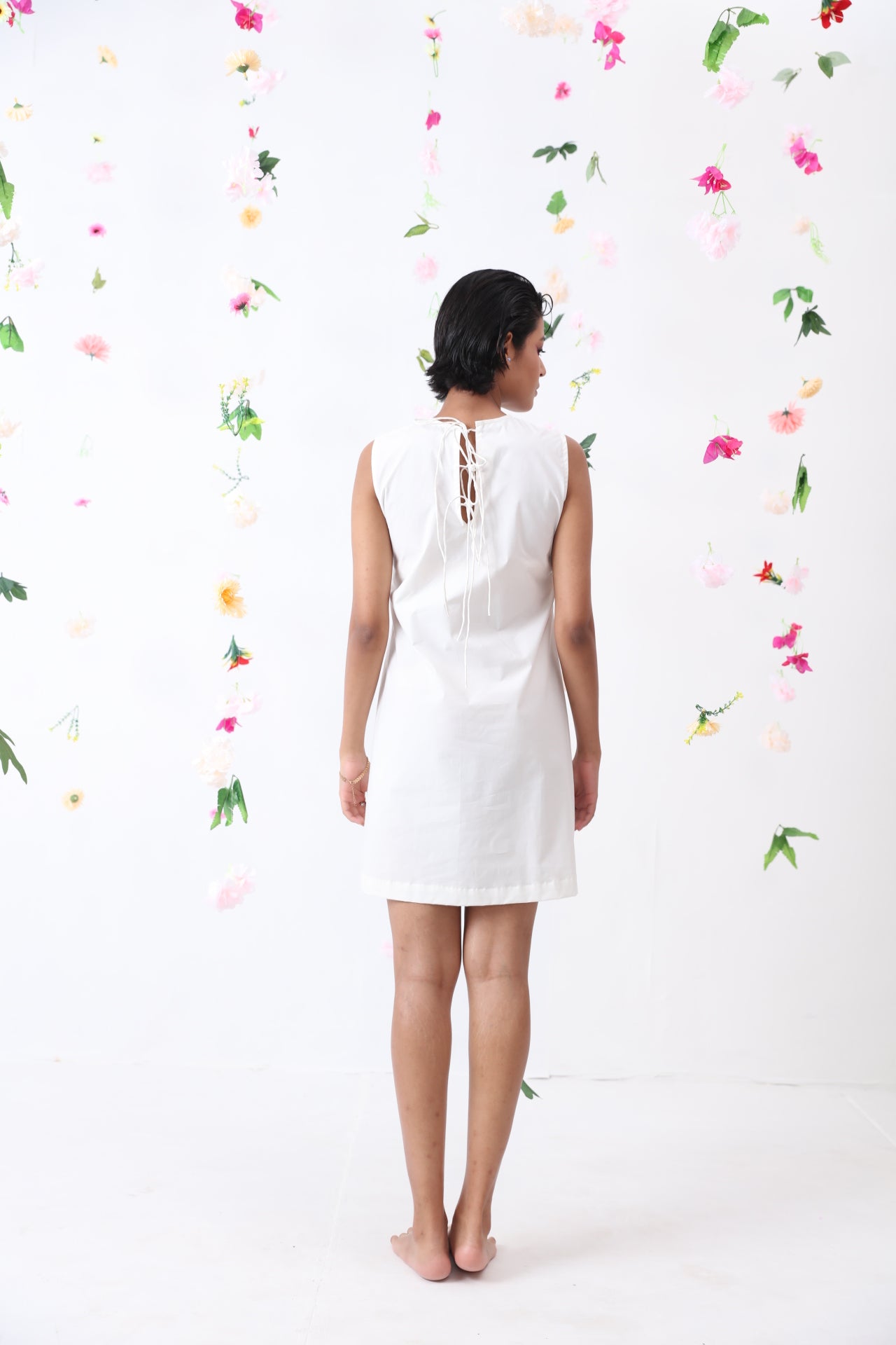 Blue Leave Embroidered cotton dress
