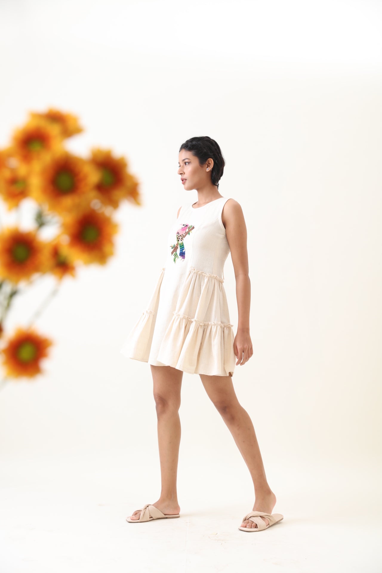 Peafowl Kala Cotton Embroidered Dress