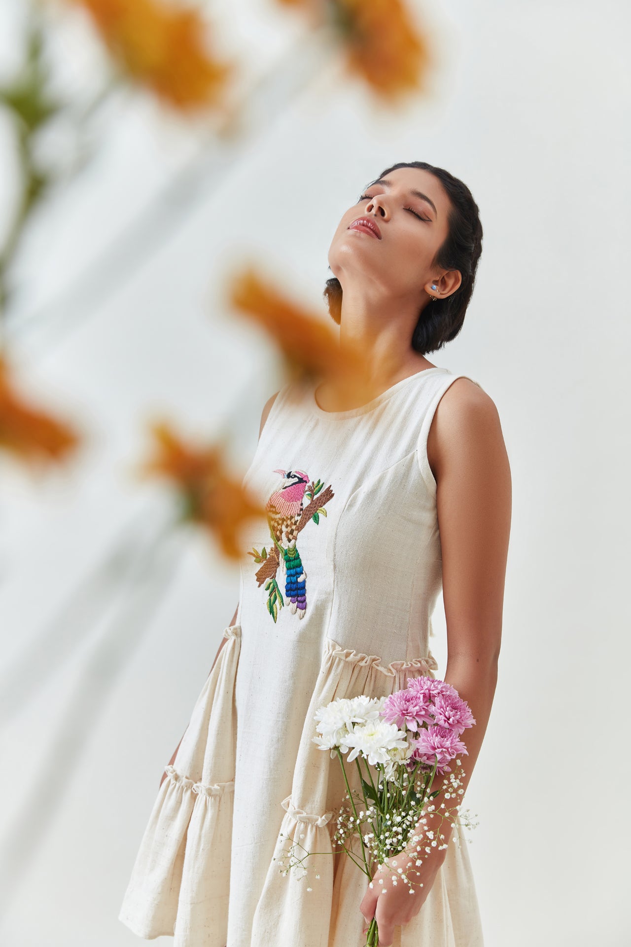 Peafowl Kala Cotton Embroidered Dress