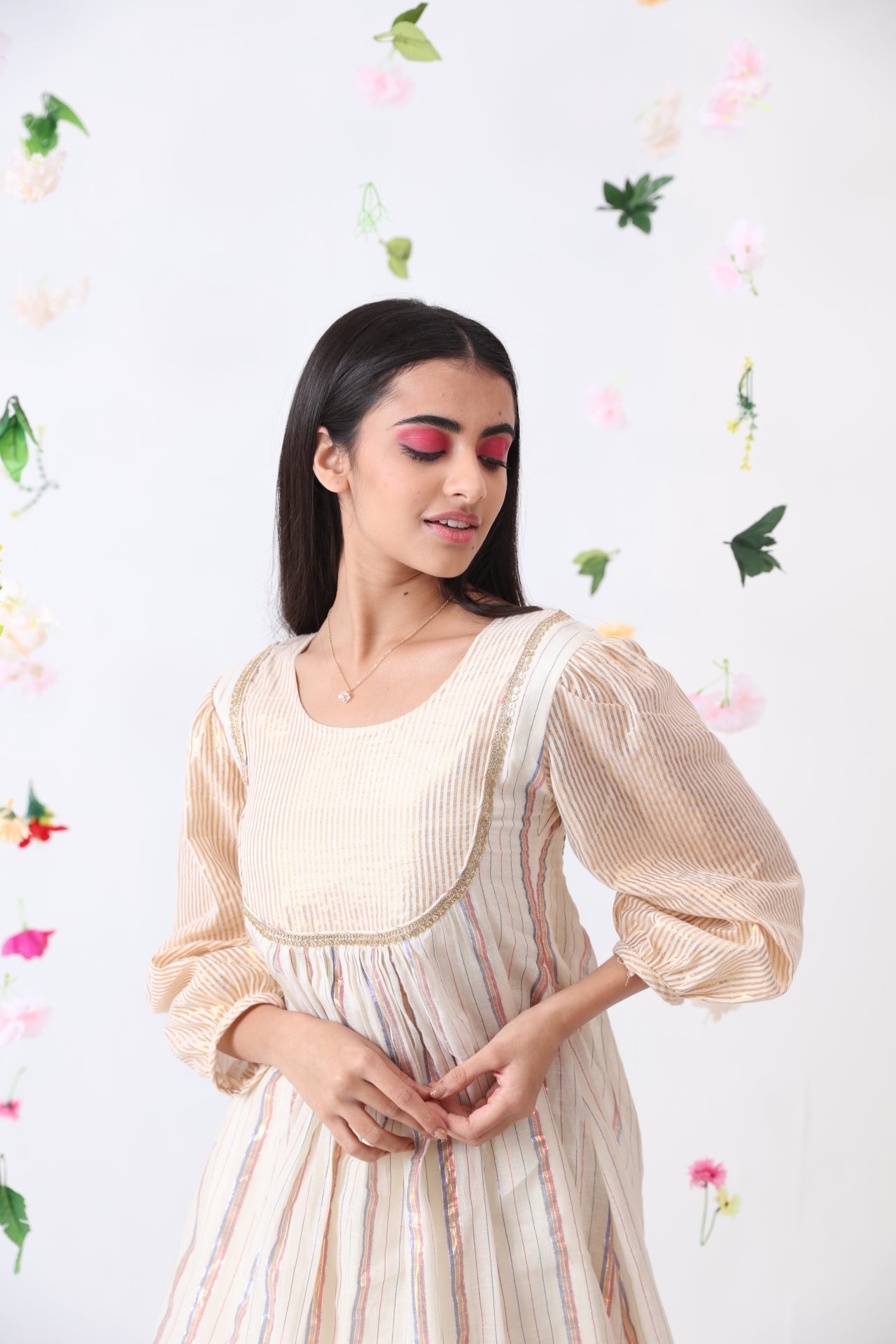 Ethnic Cotton Lurex Kurta & Plazzo