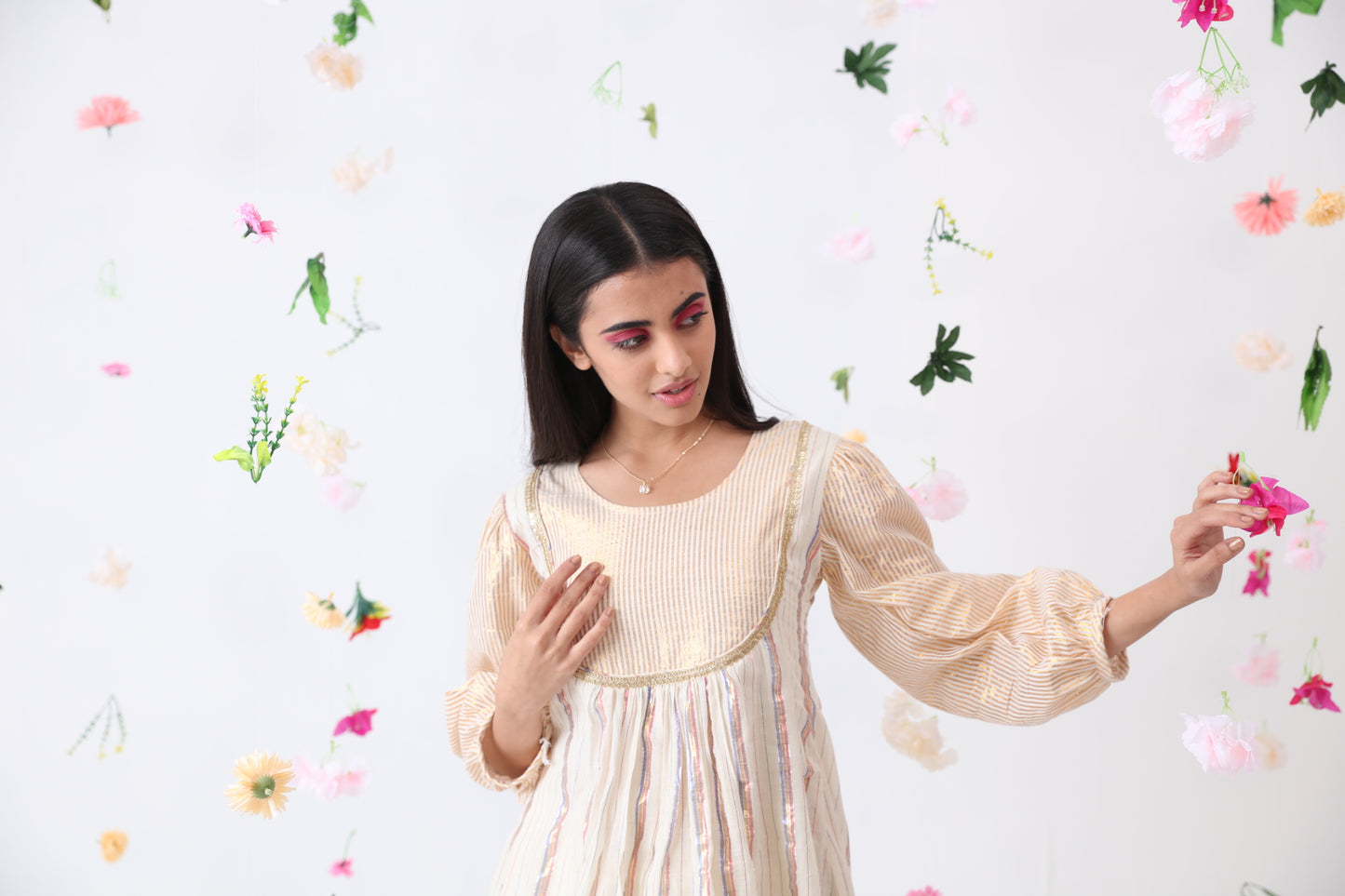 Ethnic Cotton Lurex Kurta & Plazzo