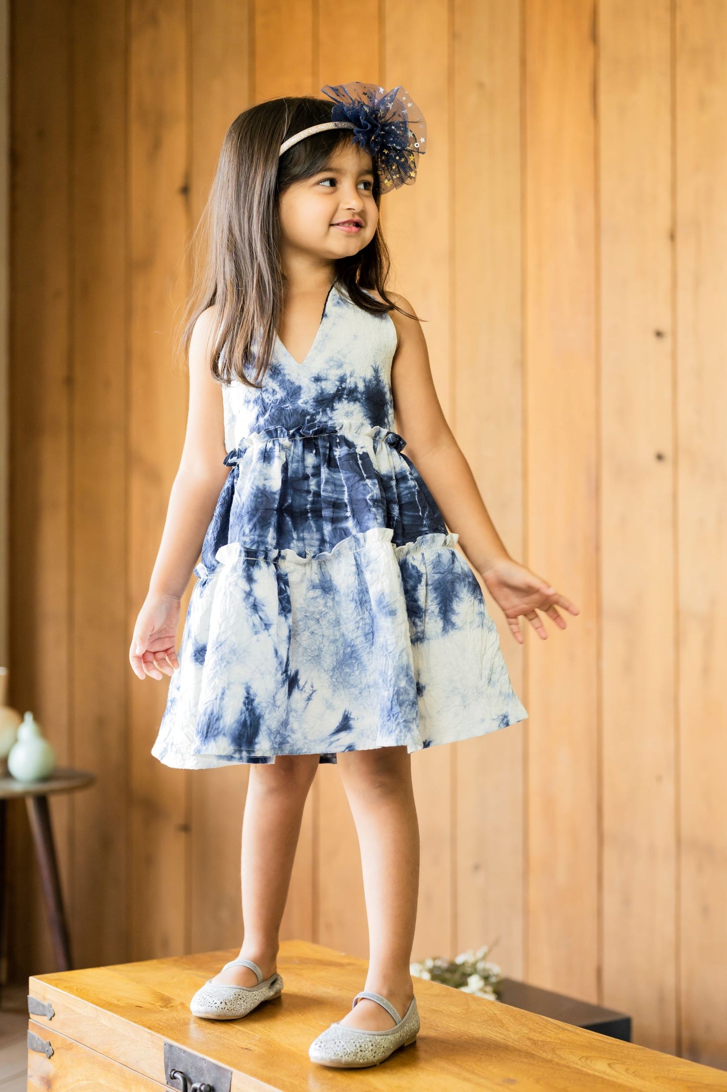 Girls Blue tie & Dye Dress