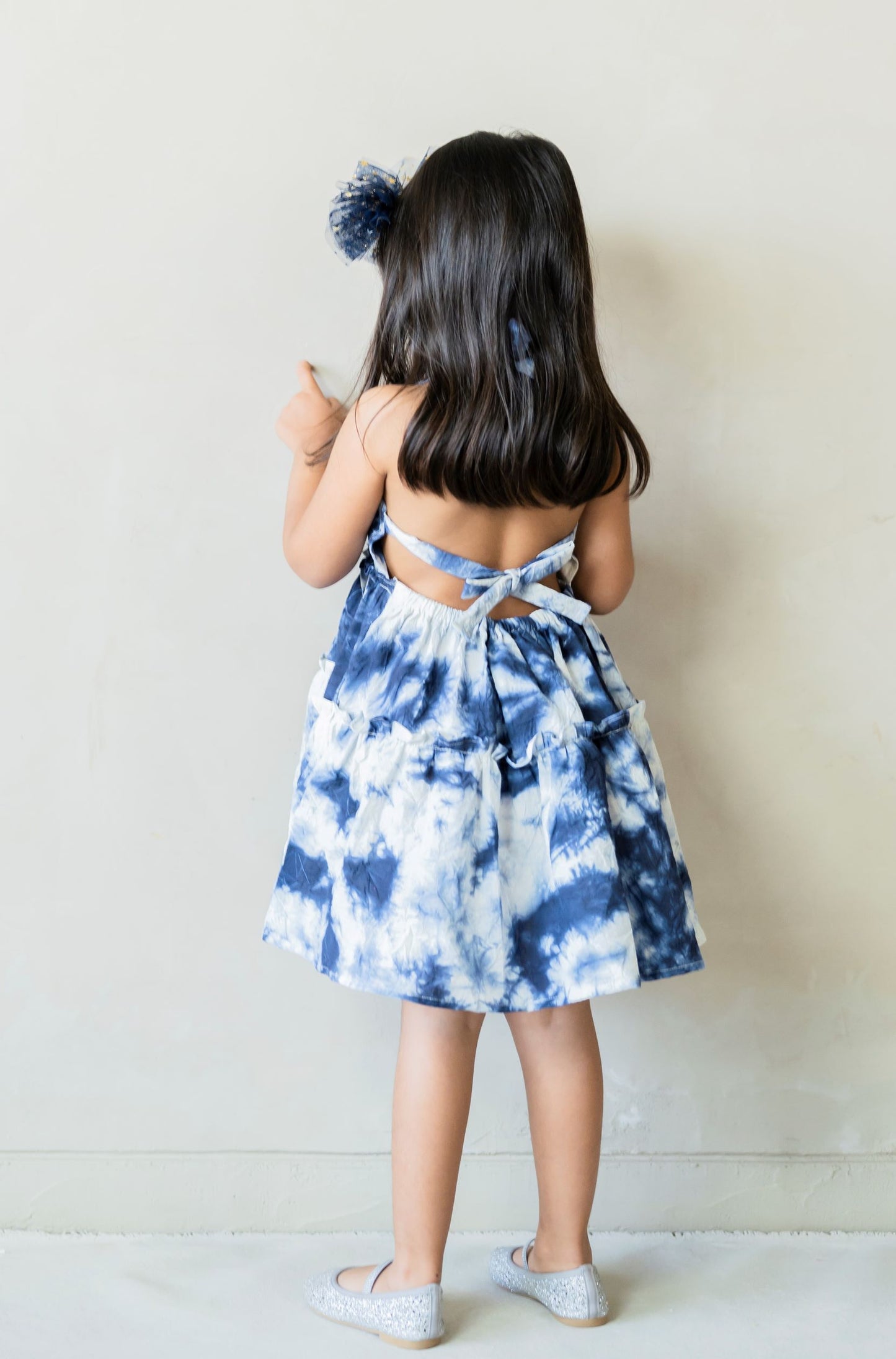 Girls Blue tie & Dye Dress