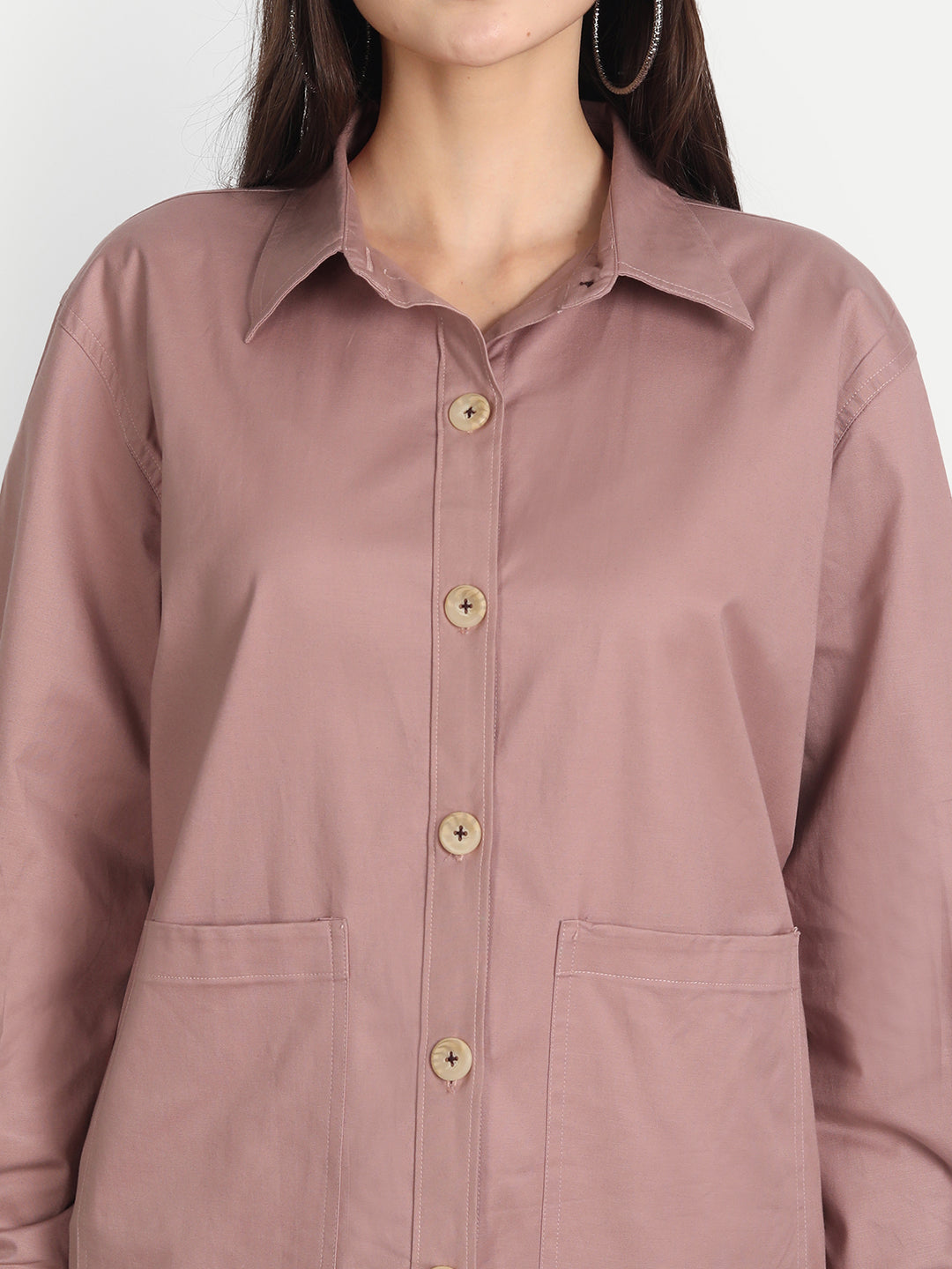 Coral Solid Pocket Shirt