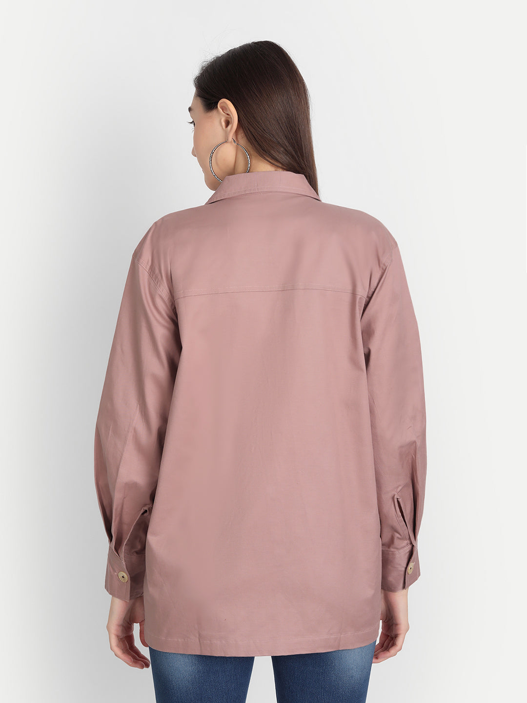 Coral Solid Pocket Shirt