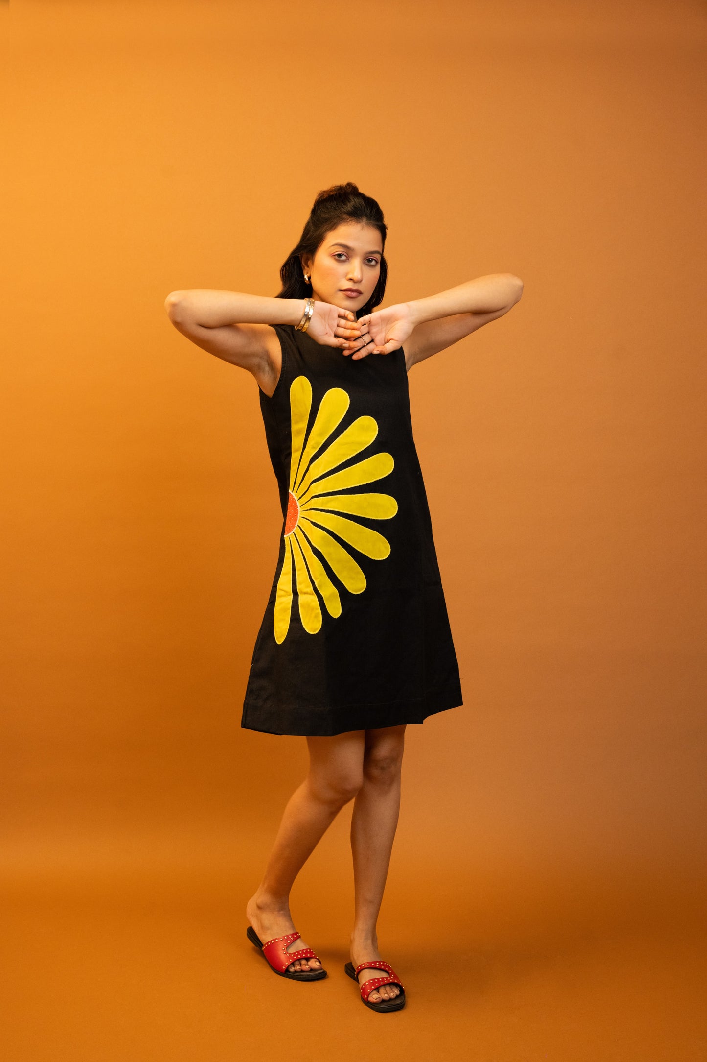 Sunflower Black Handcrafted Cotton Dress